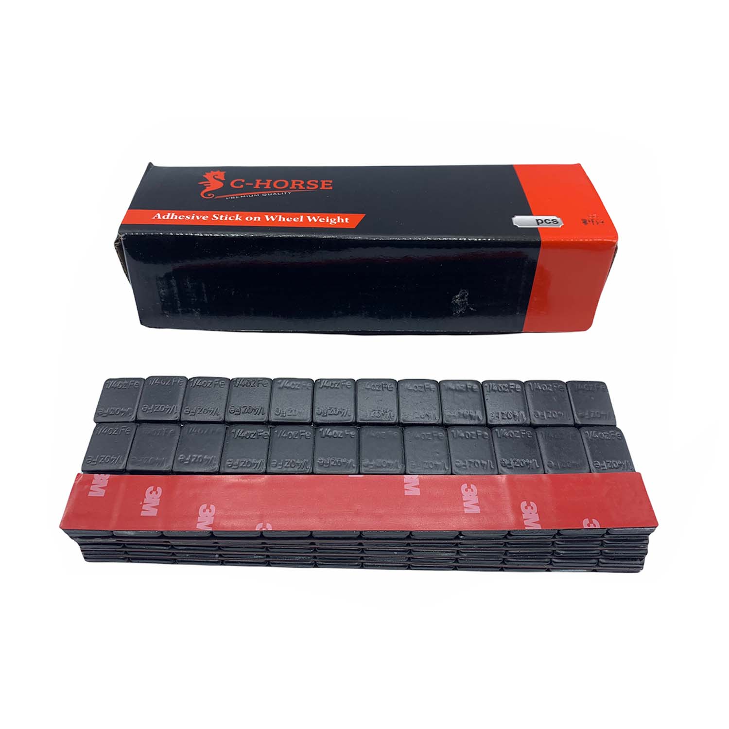 Stick-On Wheel Weights Black Coated - 0.25 oz Increments with 3M Adhesive Tape