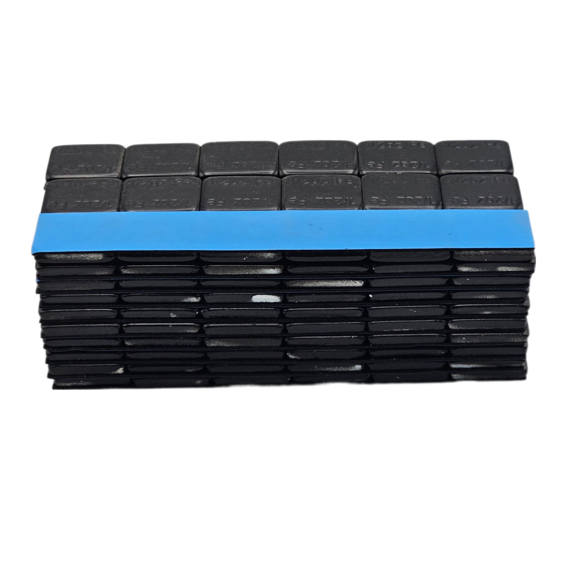 Stick-On Wheel Weights Black Coated - 0.50 oz Increments with Blue Adhesive Tape
