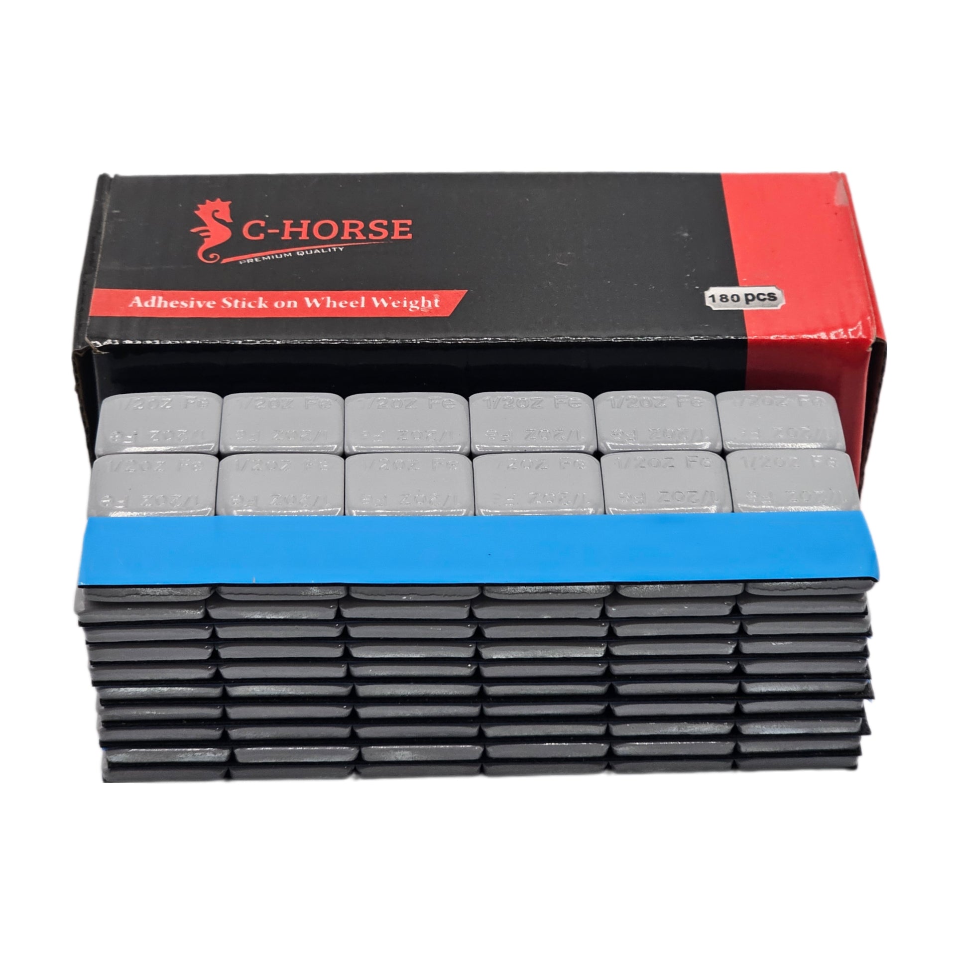 Stick-On Wheel Weights Gray Coated - 0.50 oz Increments with Blue Adhesive Tape