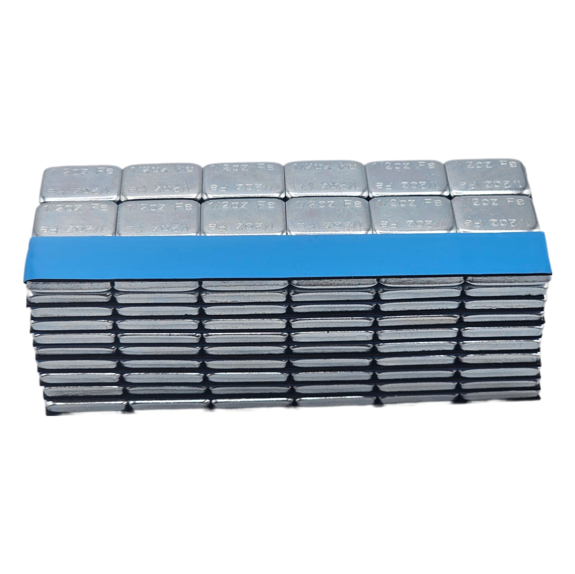 Stick-On Wheel Weights Zinc Coated - 0.50 oz Increments with Blue Adhesive Tape