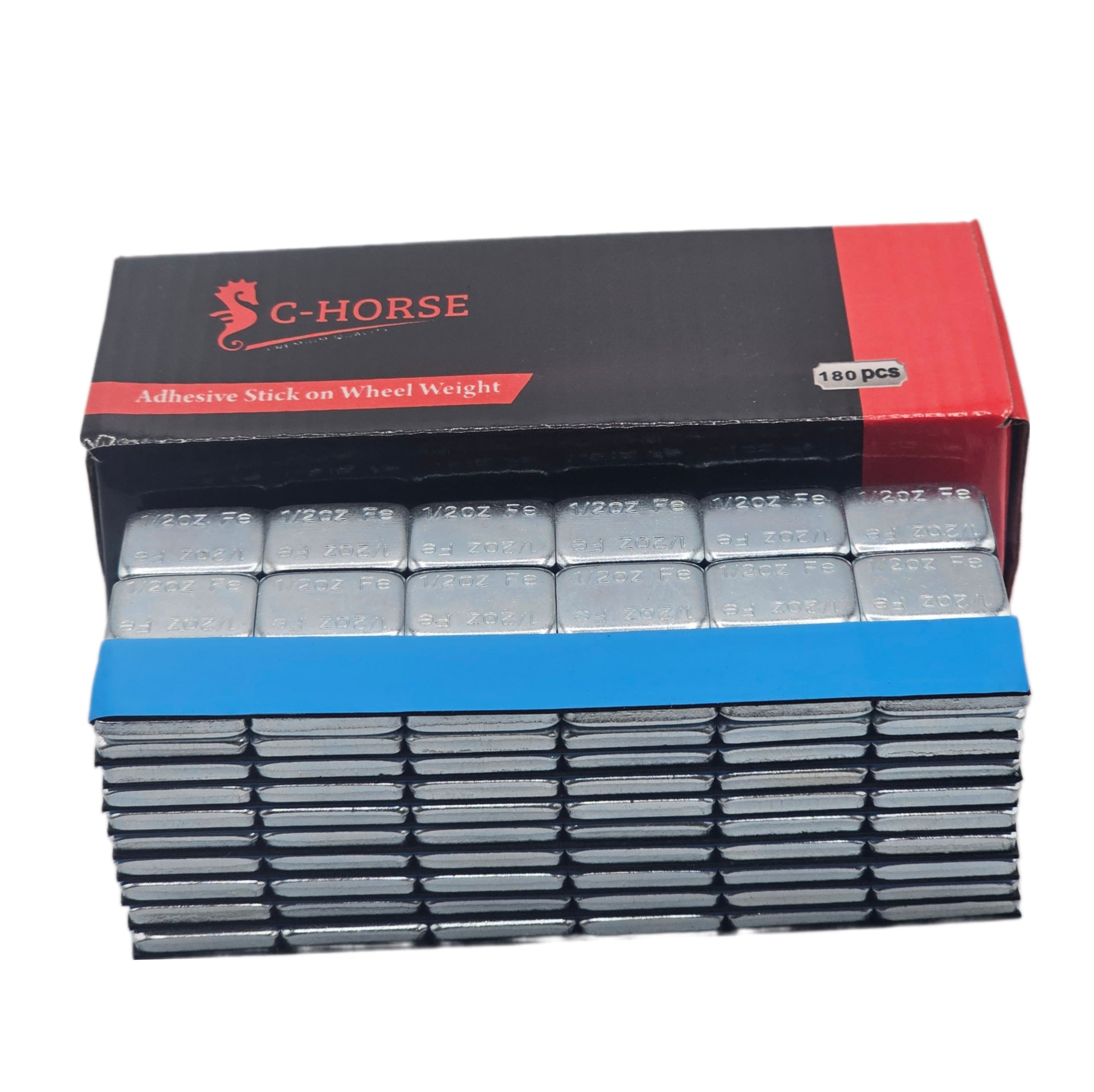Stick-On Wheel Weights Zinc Coated - 0.50 oz Increments with Blue Adhesive Tape
