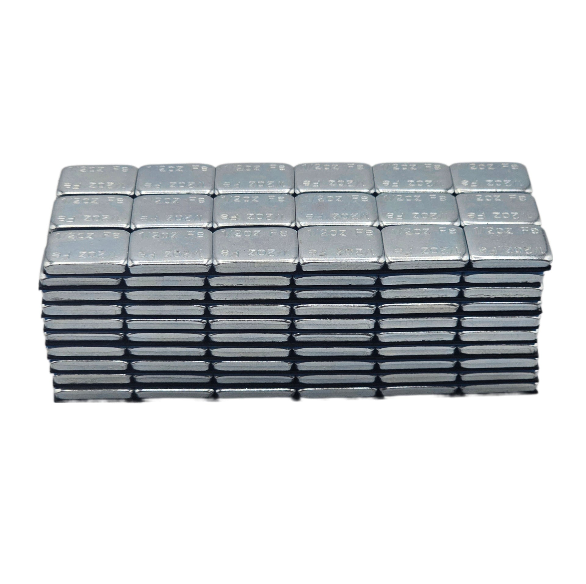 Stick-On Wheel Weights Zinc Coated - 0.50 oz Increments with Blue Adhesive Tape