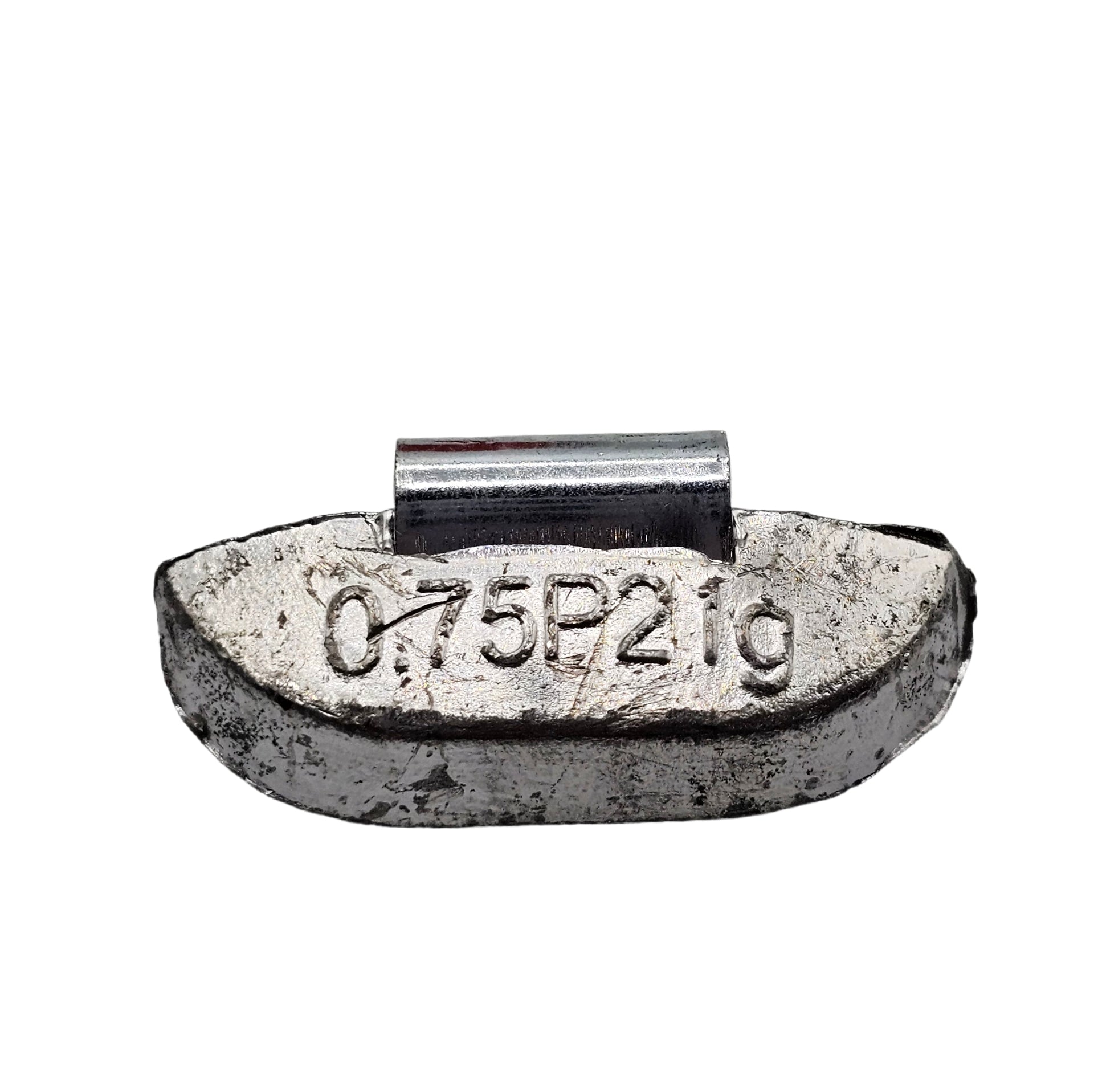 Metal weight with '0.75P219' marking on a white background