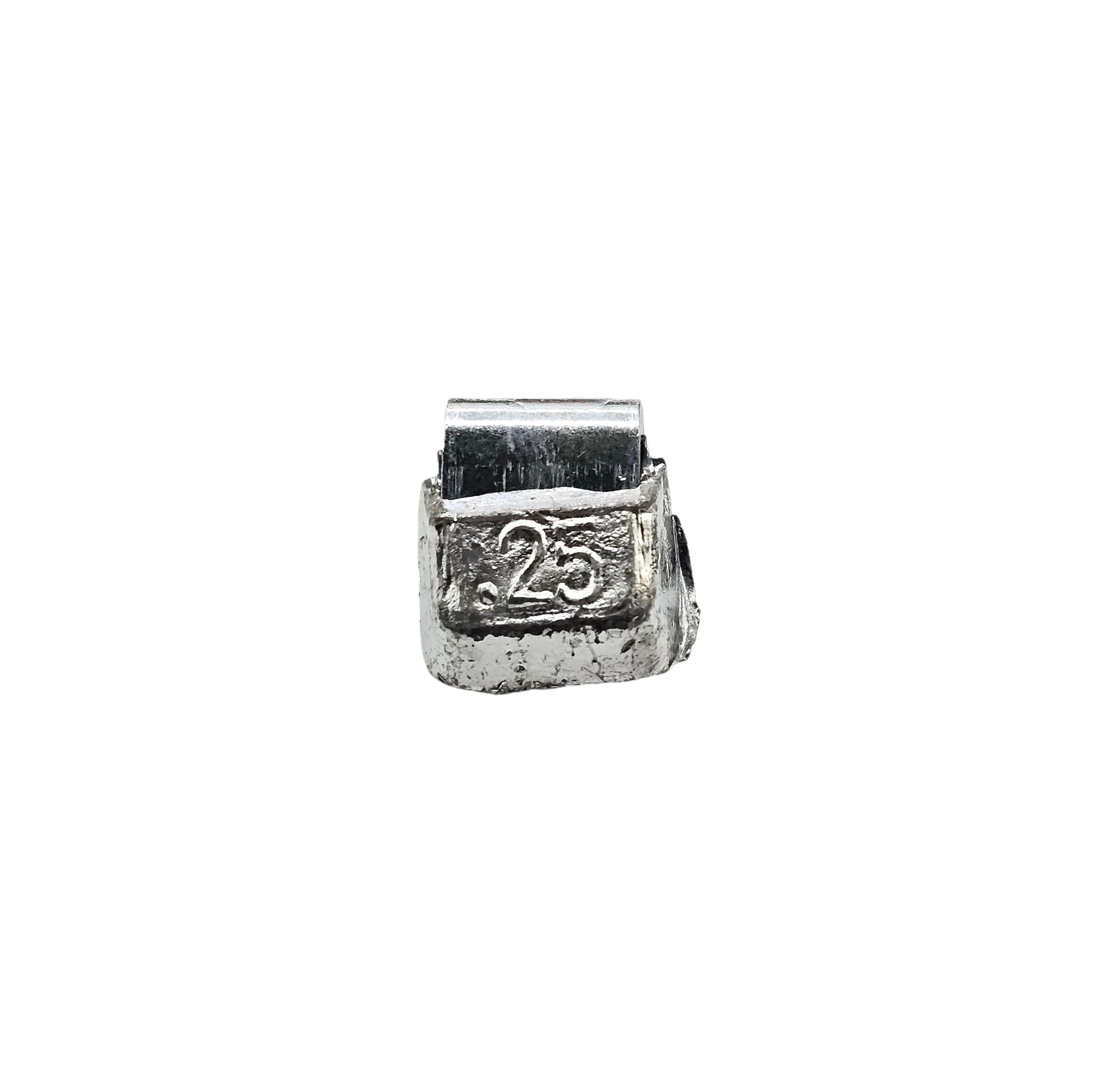 Silver charm with '25' engraved on a white background