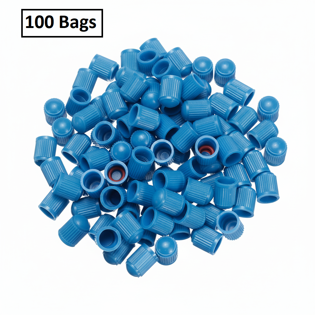 Blue Tire Valve Stem Caps - Color Indicator 0.305"-32 Universal