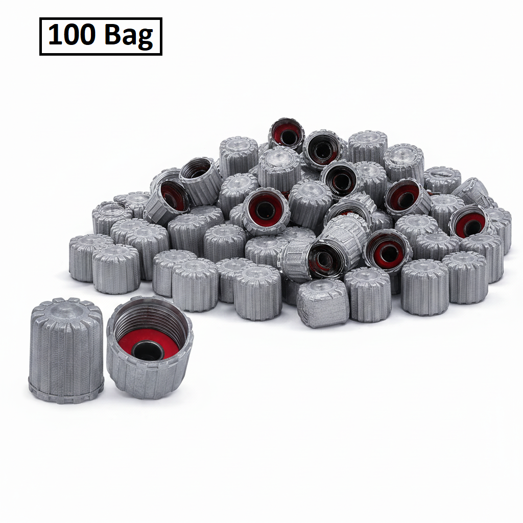 Grey Tire Valve Stem Caps - Color Indicator 0.305"-32 Universal