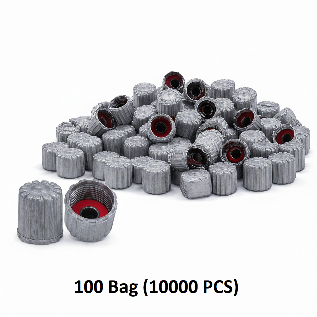 Grey Tire Valve Stem Caps - Color Indicator 0.305"-32 Universal