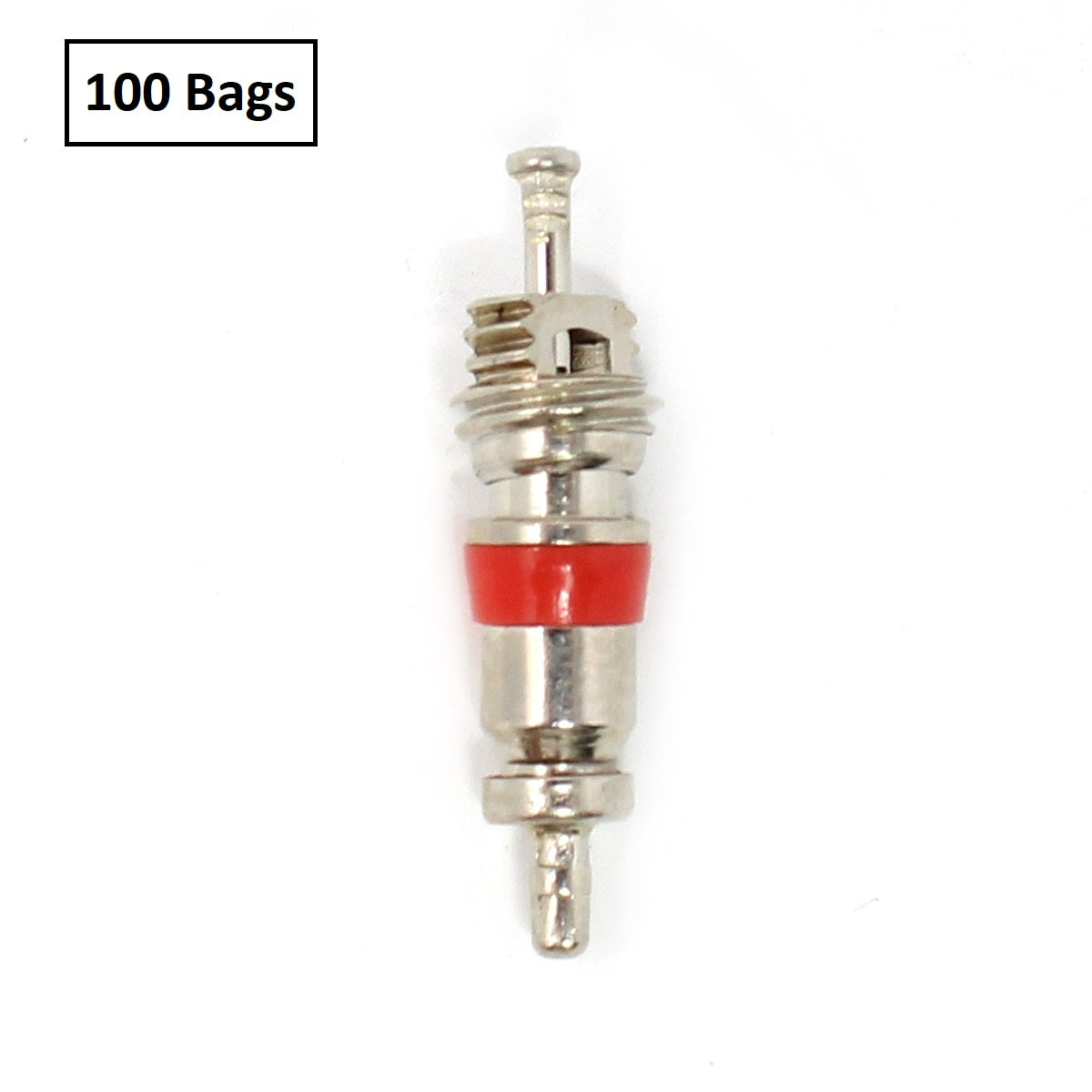 VC01 Nickel-Plated Valve Core - Red Seal High-Temp TPMS Core, 0.305"-32 Thread (100-Pack)
