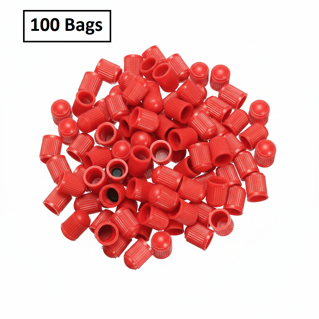 Red Tire Valve Stem Caps - Color Indicator 0.305"-32 Universal
