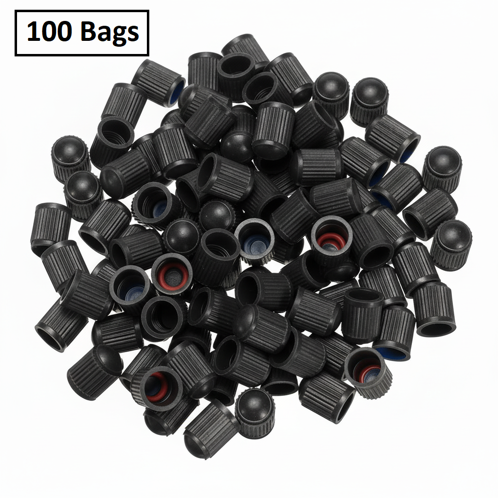 Universal Black Plastic Tire Valve Stem Caps - TPMS-Safe 0.305"-32