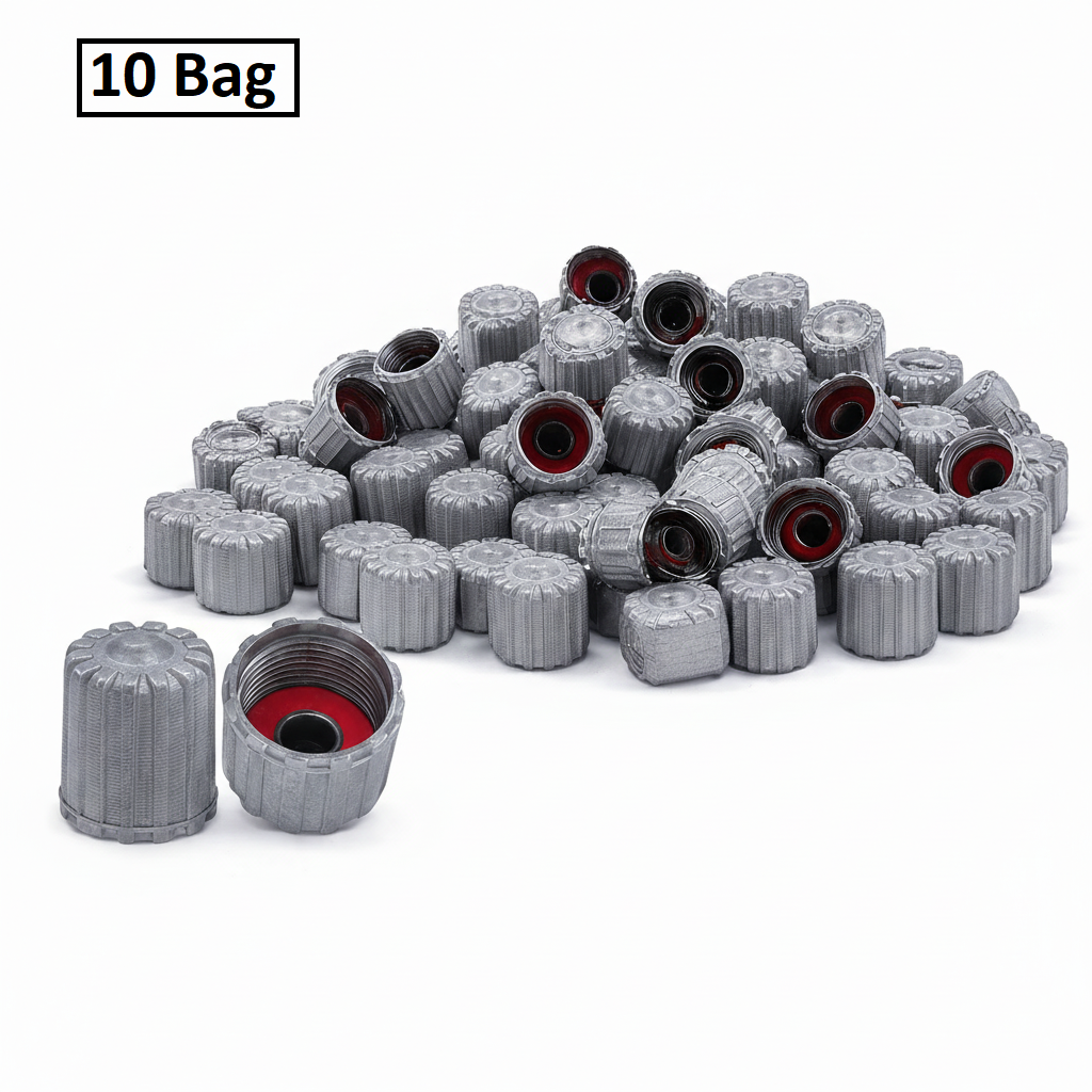 Grey Tire Valve Stem Caps - Color Indicator 0.305"-32 Universal