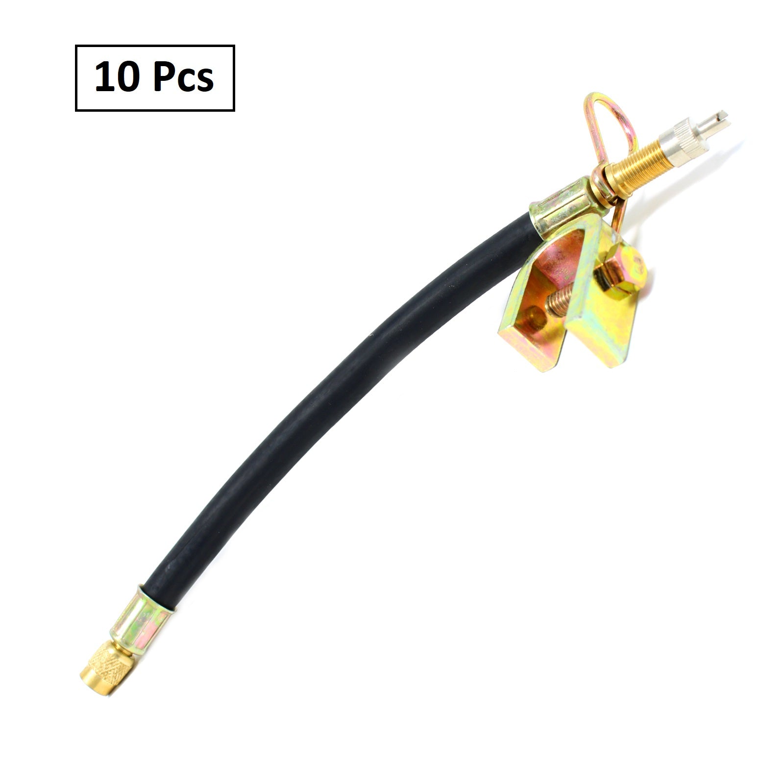 Large Flexible Tire Valve Extension 9.84" (250mm) - EPDM Rubber with Rim Clamp Φ12/10mm