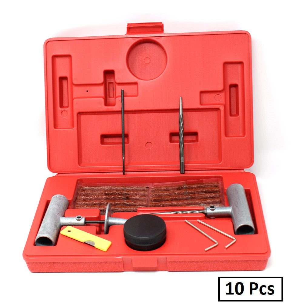 Tire Puncture Repair String Kit - 4" Inserts with Metal T-Handle Tools for Passenger Tires