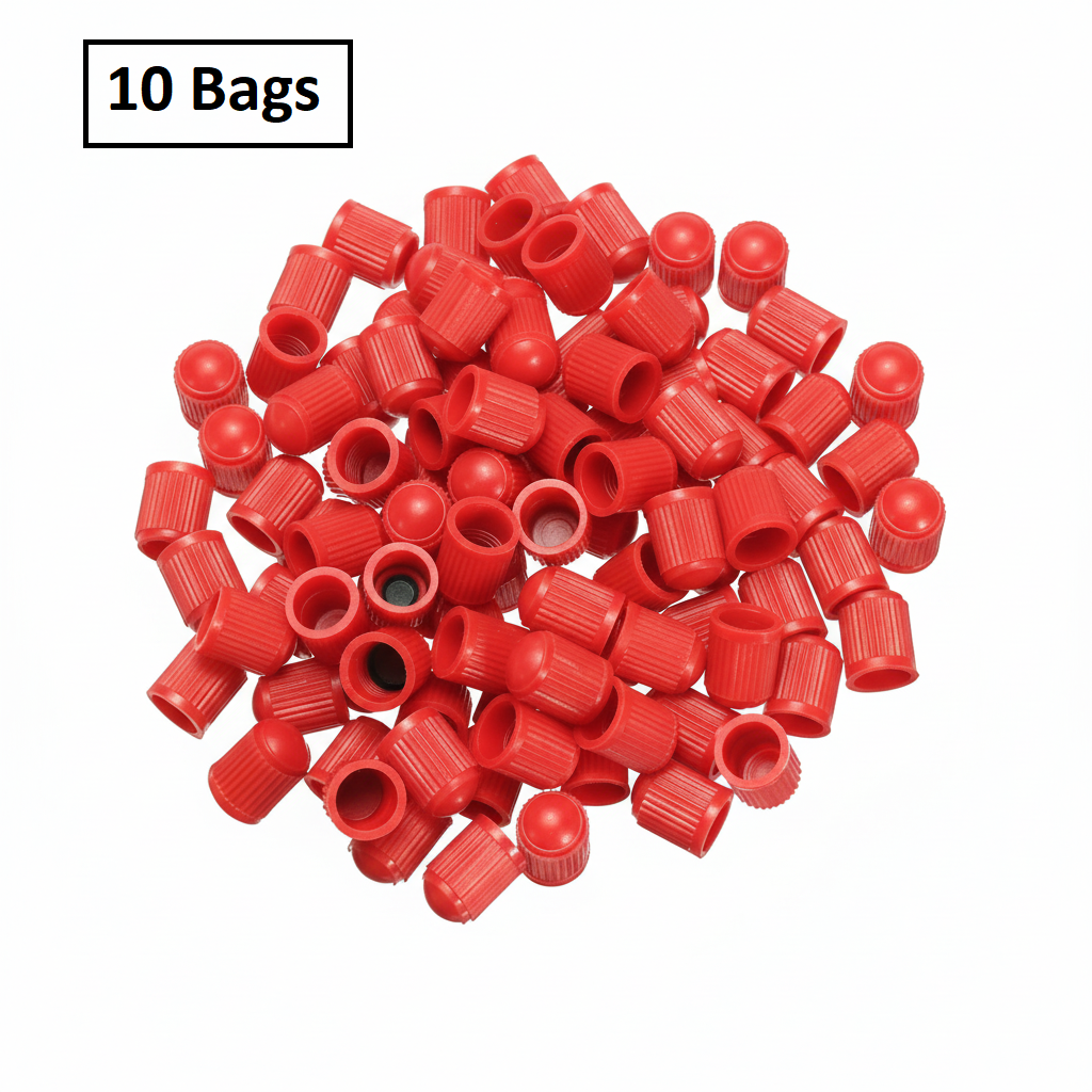 Red Tire Valve Stem Caps - Color Indicator 0.305"-32 Universal