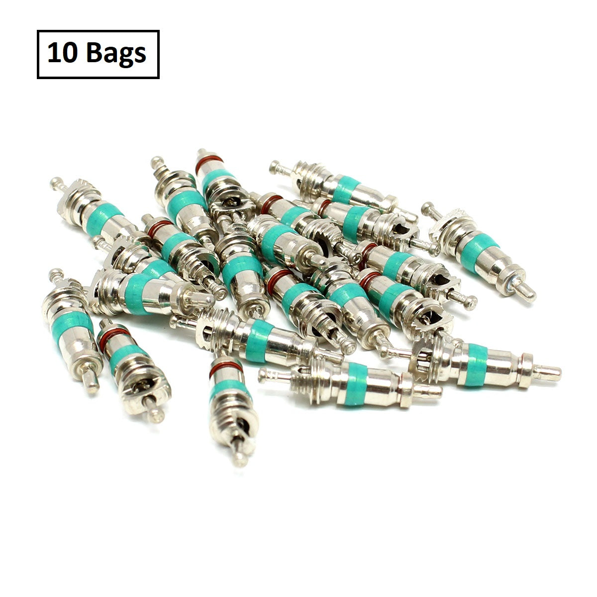 TPMS Valve Stem Cores - Green Seal 0.305"-32 Nickel-Plated Universal