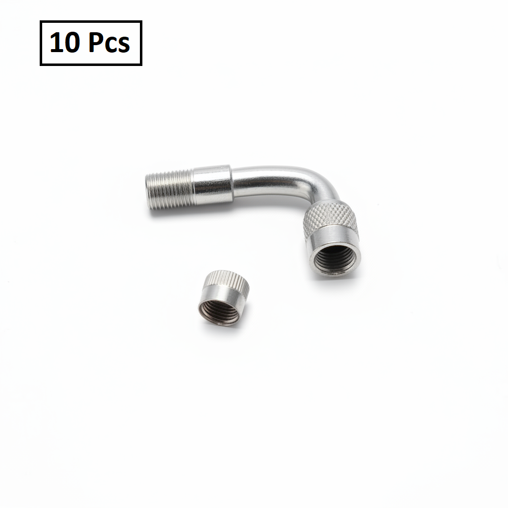 Metal Valve Extension 90° - Chrome-Plated Tire Valve Extension for Cars & Light Trucks