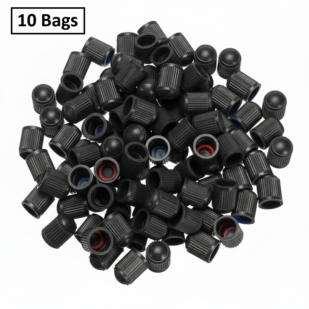 Universal Black Plastic Tire Valve Stem Caps - TPMS-Safe 0.305"-32