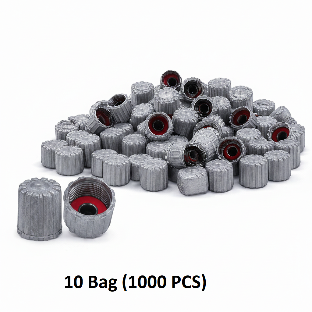 Grey Tire Valve Stem Caps - Color Indicator 0.305"-32 Universal