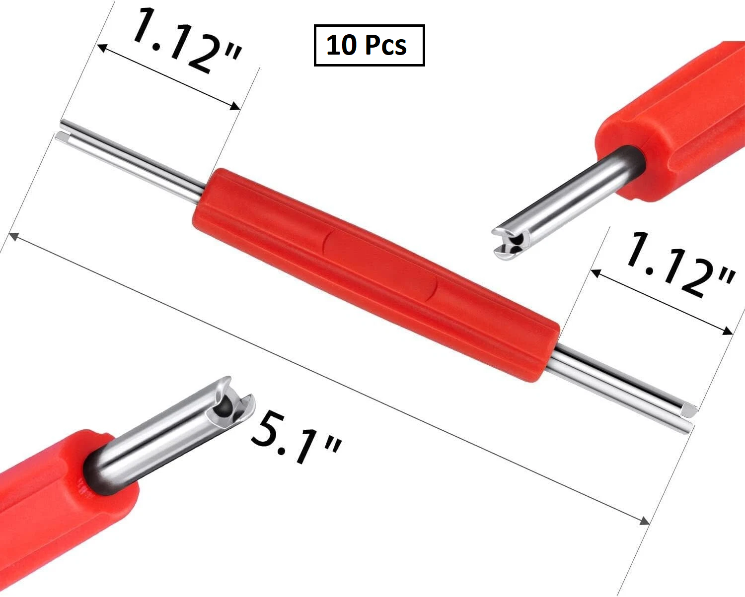 Two-Way Valve Core Remover Tool - 4.9" Tire Repair Red