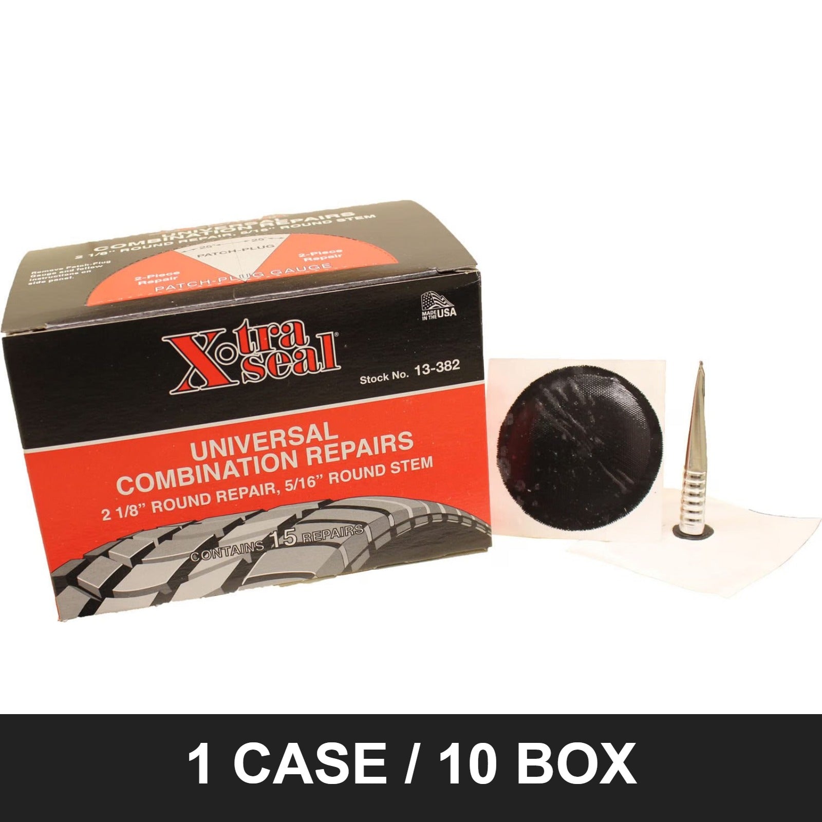 Xtra Seal 13-382 Universal Combination Tire Repair 2-1/8" Round Patch 5/16" Stem (15-Pack)