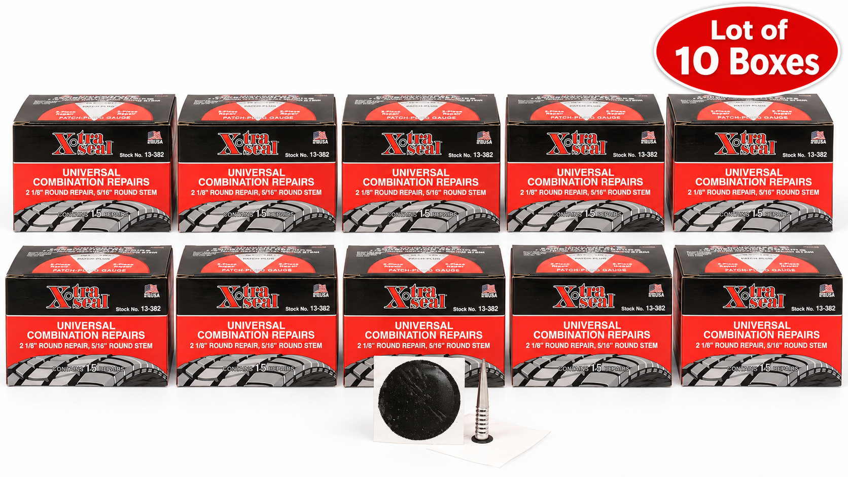 Xtra Seal 13-382 Universal Combination Tire Repair 2-1/8" Round Patch 5/16" Stem (15-Pack)