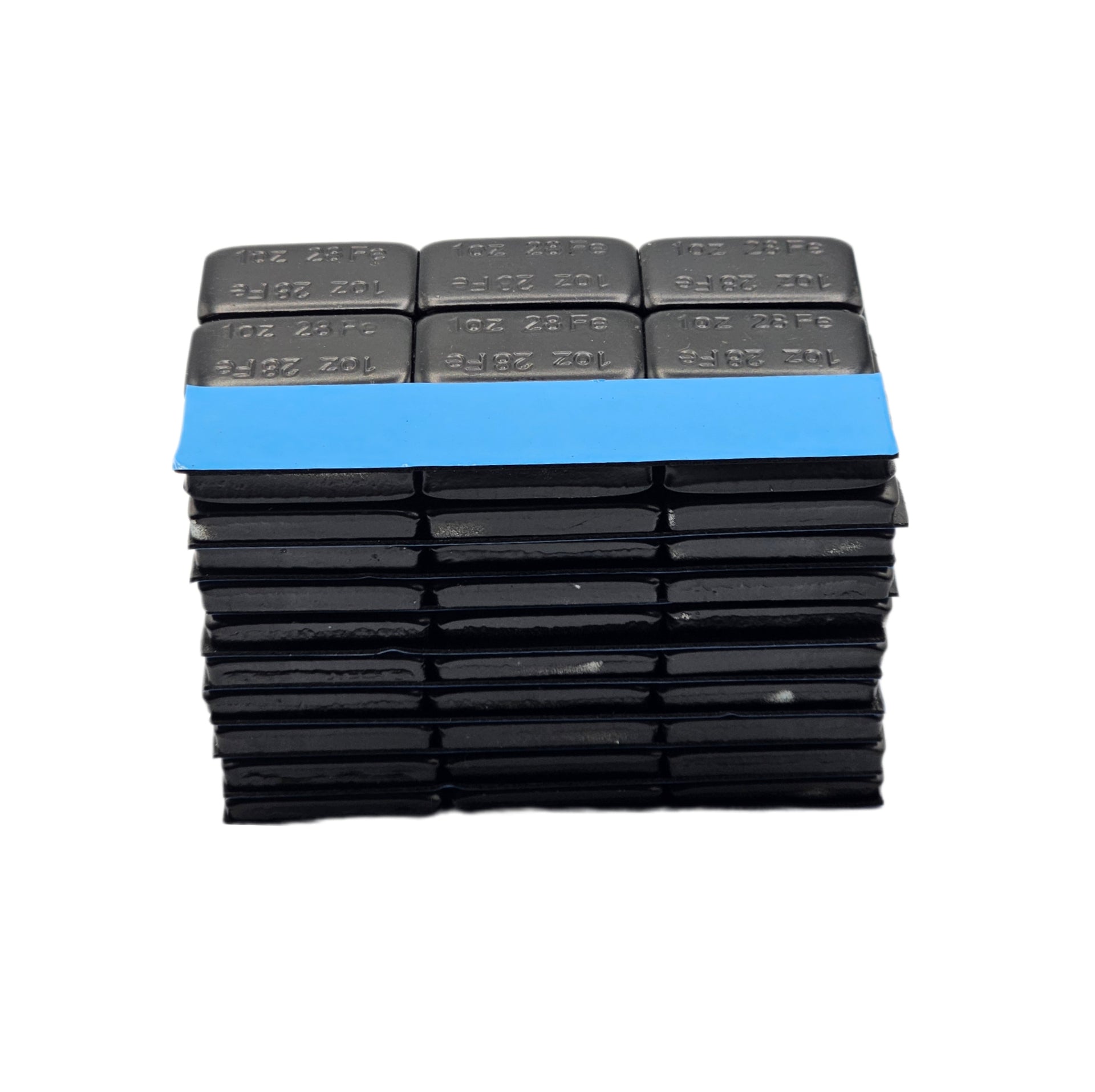 Stick-On Wheel Weights Black Coated - 1 oz Increments with Blue Adhesive Tape