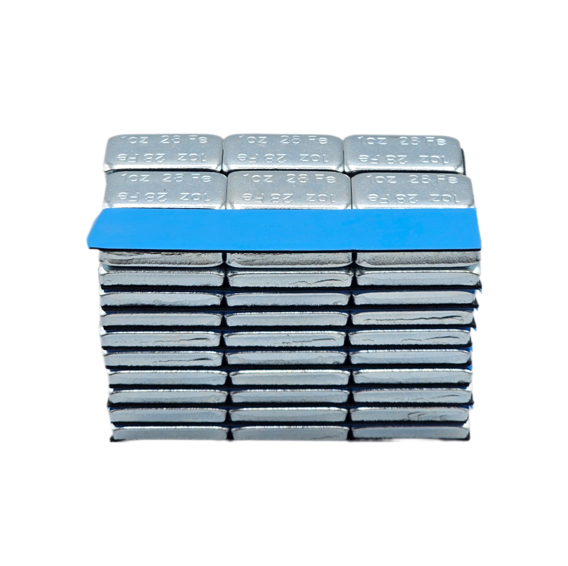 Stick-On Wheel Weights Zinc Coated - 1 oz Increments with Blue Adhesive Tape
