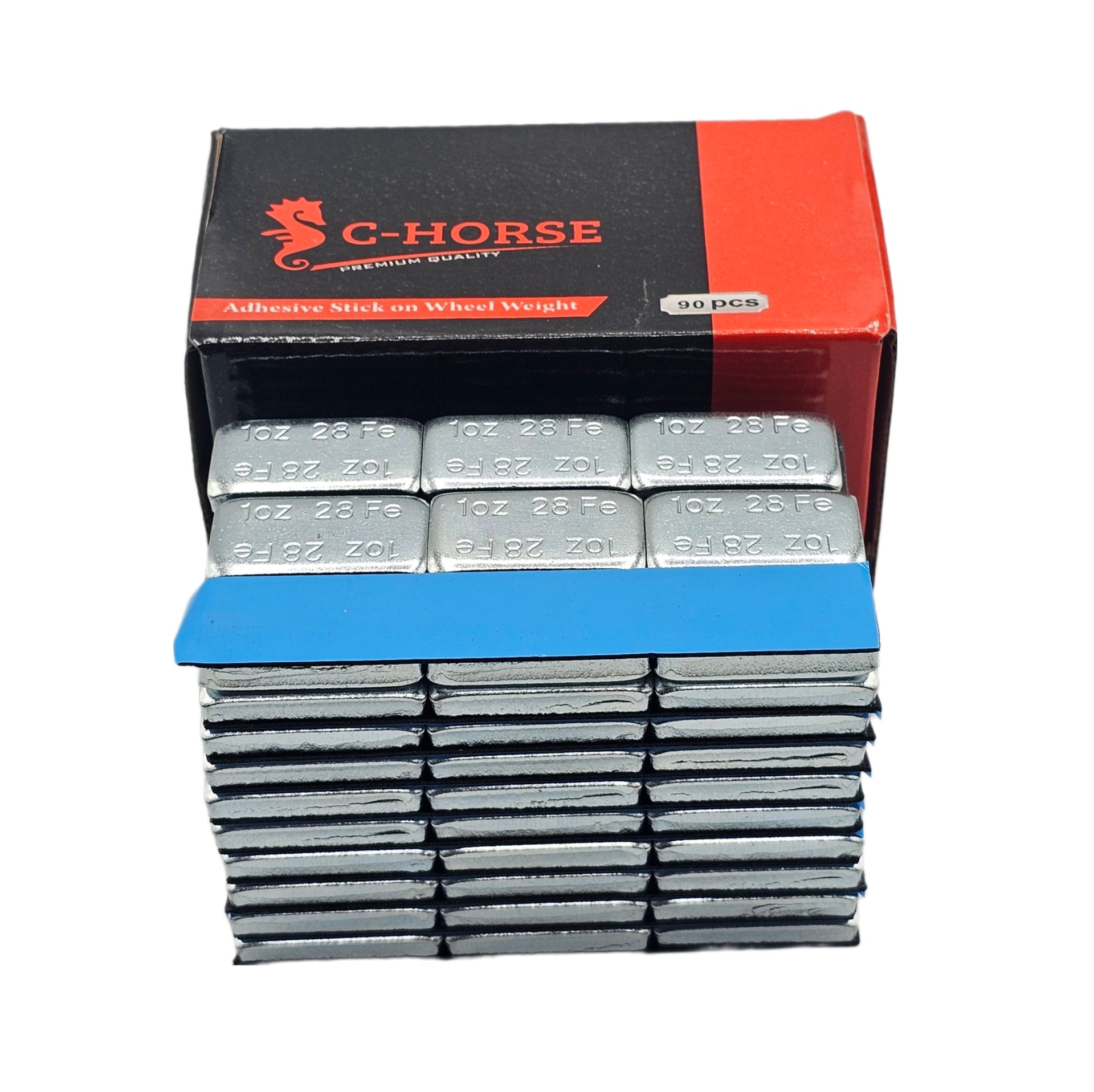 Stick-On Wheel Weights Zinc Coated - 1 oz Increments with Blue Adhesive Tape