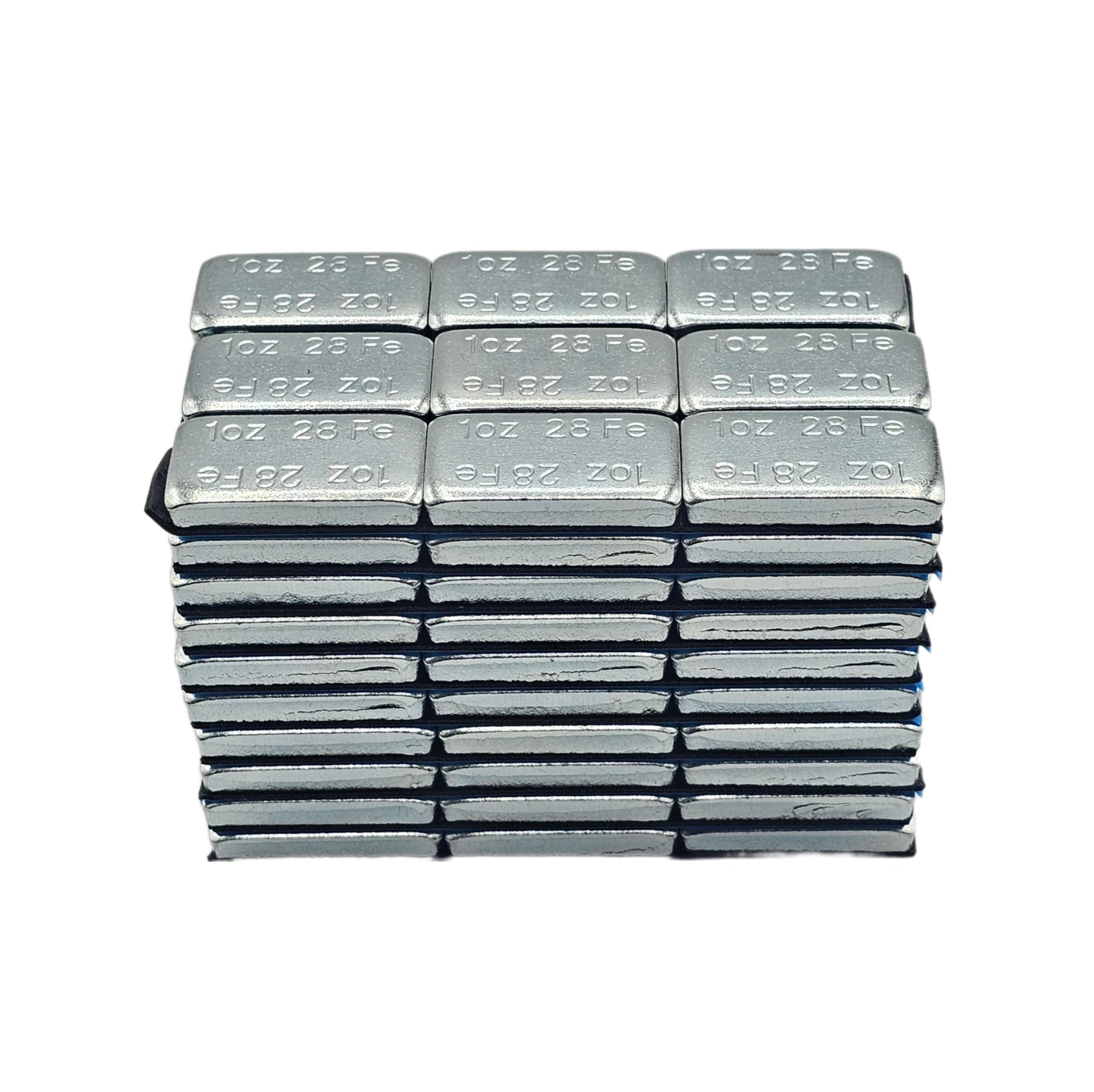 Stick-On Wheel Weights Zinc Coated - 1 oz Increments with Blue Adhesive Tape