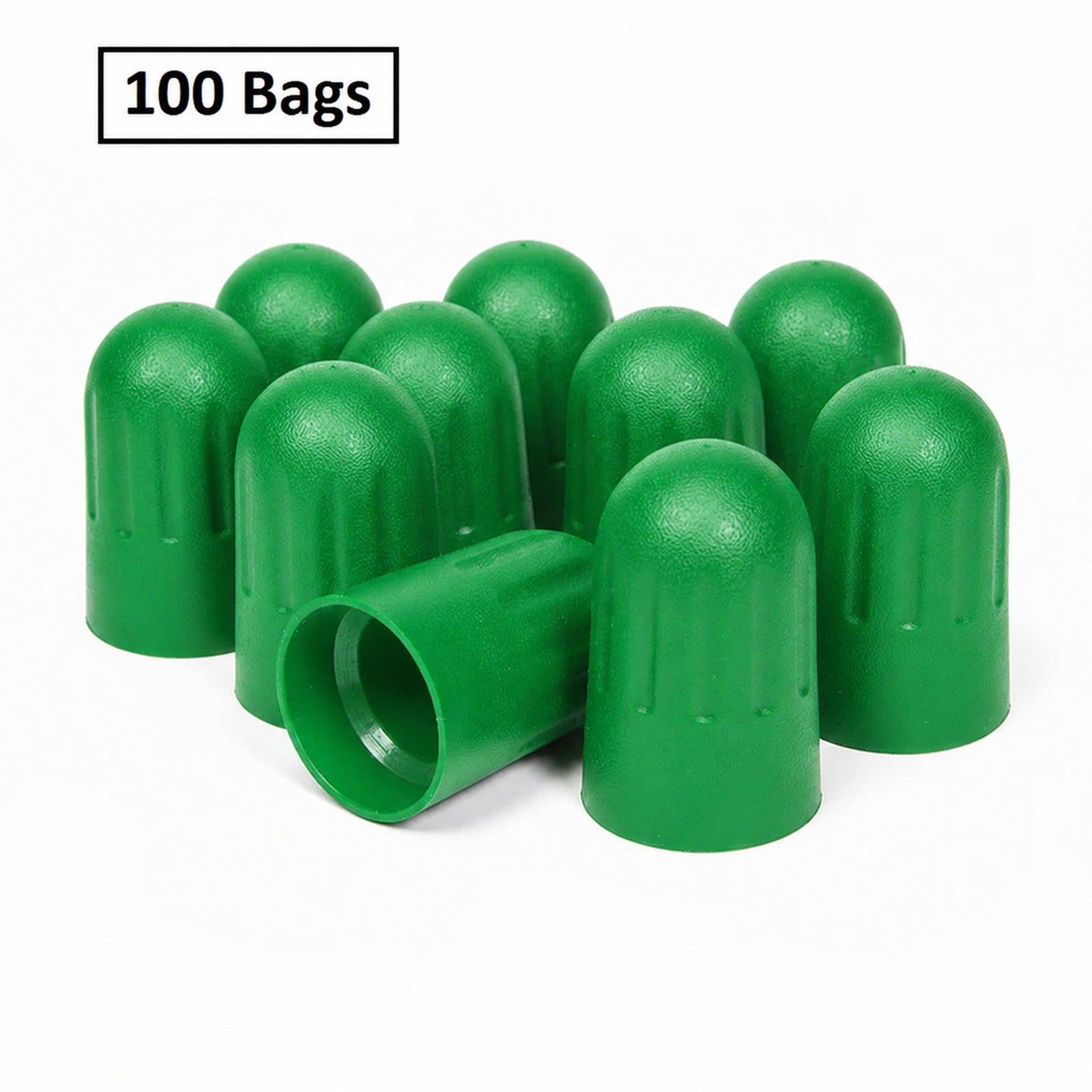 Green Long Plastic Valve Caps - TPMS Stems 20018/20008 0.305"-32 Bag of 100