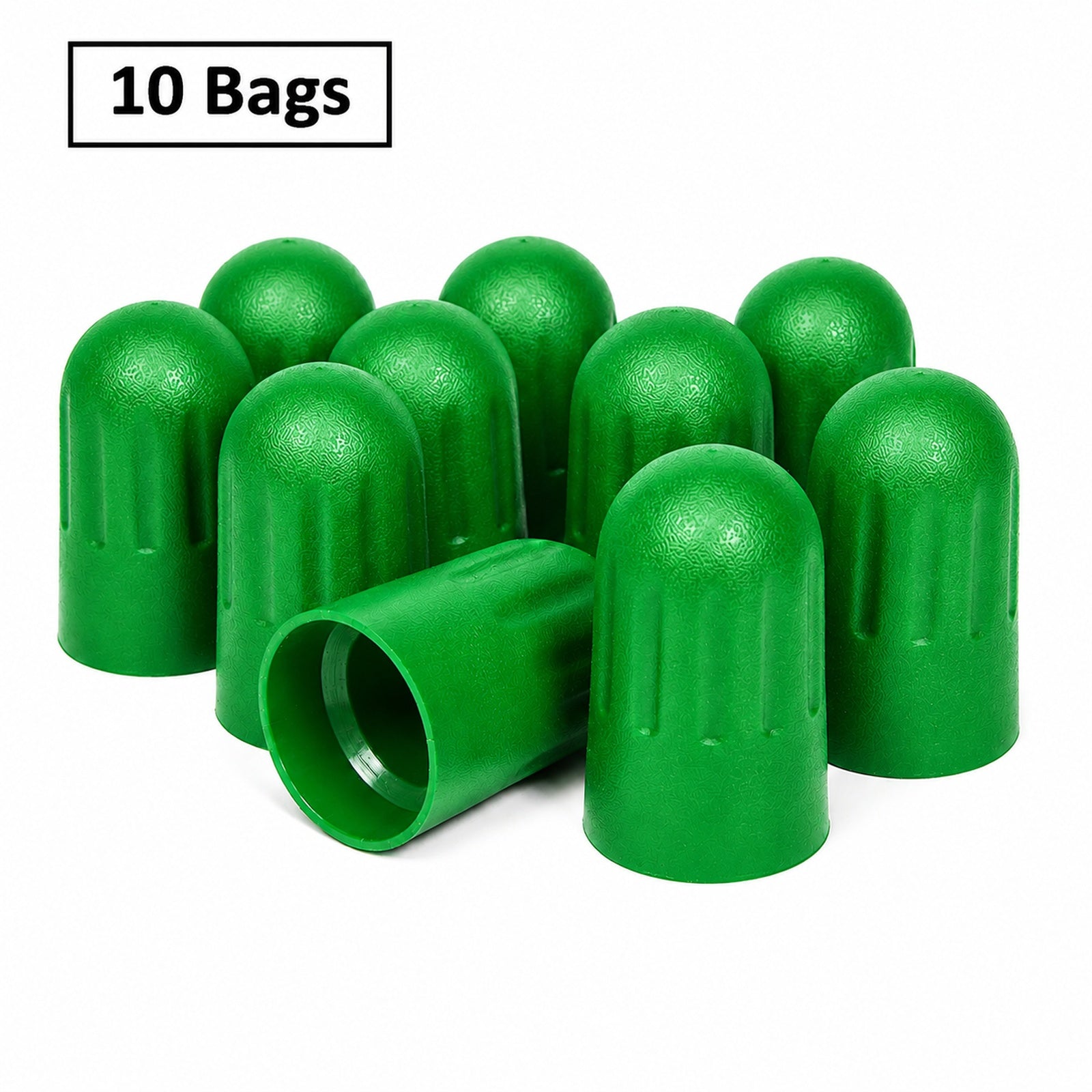 Green Long Plastic Valve Caps - TPMS Stems 20018/20008 0.305"-32 Bag of 100