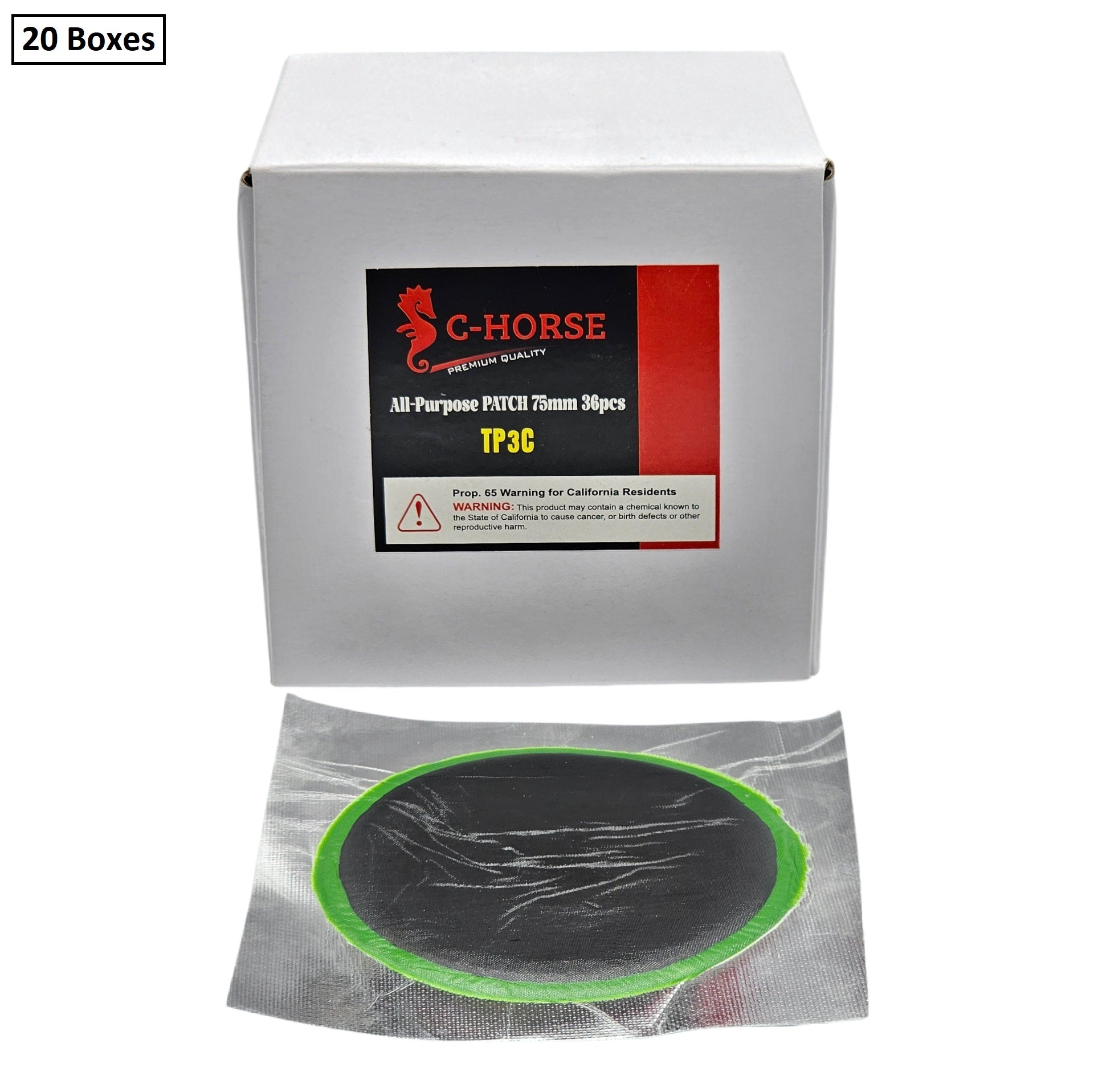 75mm Round Radial Tire Patch - C-HORSE Large Repair Patch (36-Pack)