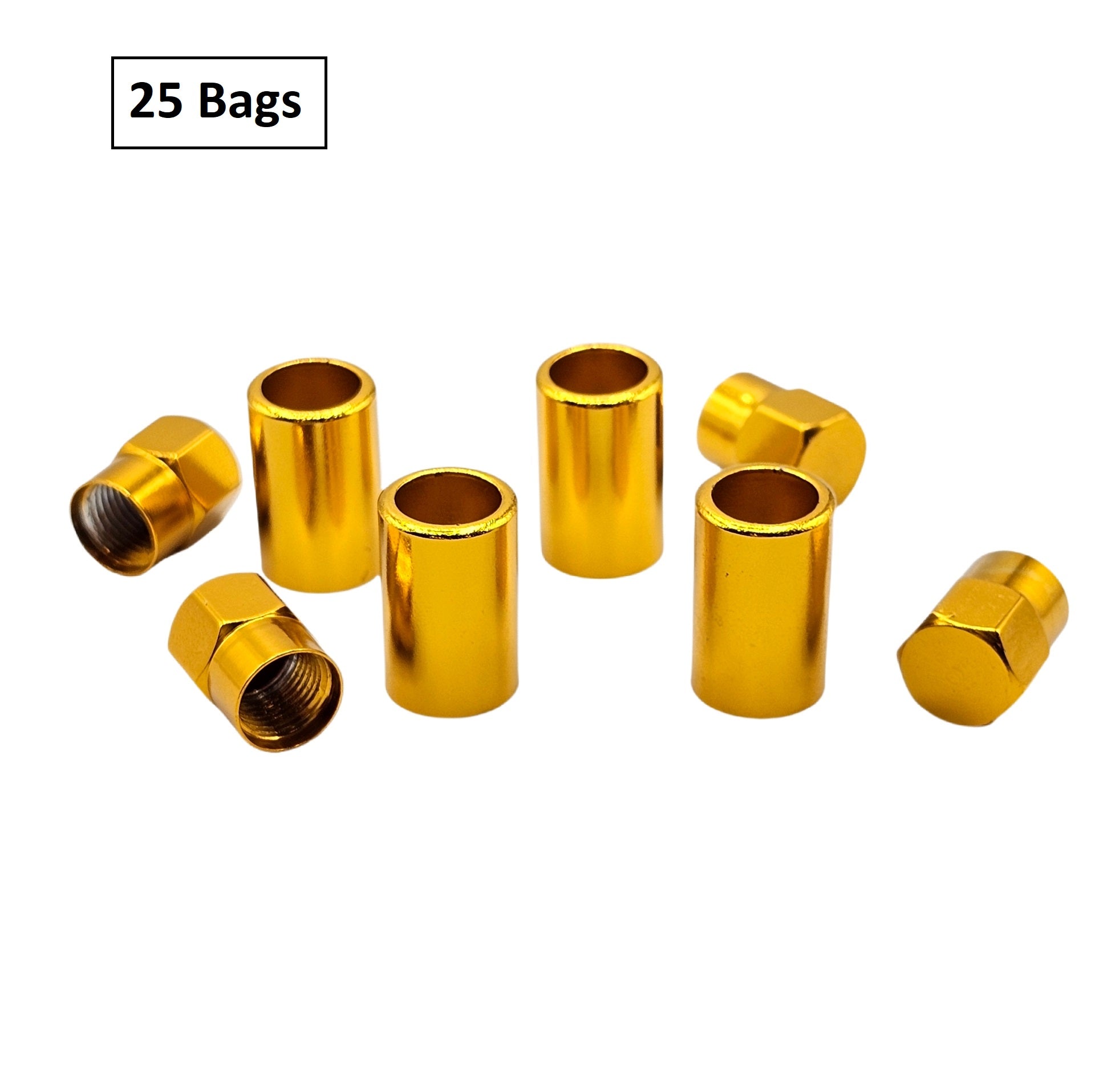 Yellow Aluminum Valve Sleeve & Cap Set - TR414 Snap-In 0.305"-32
