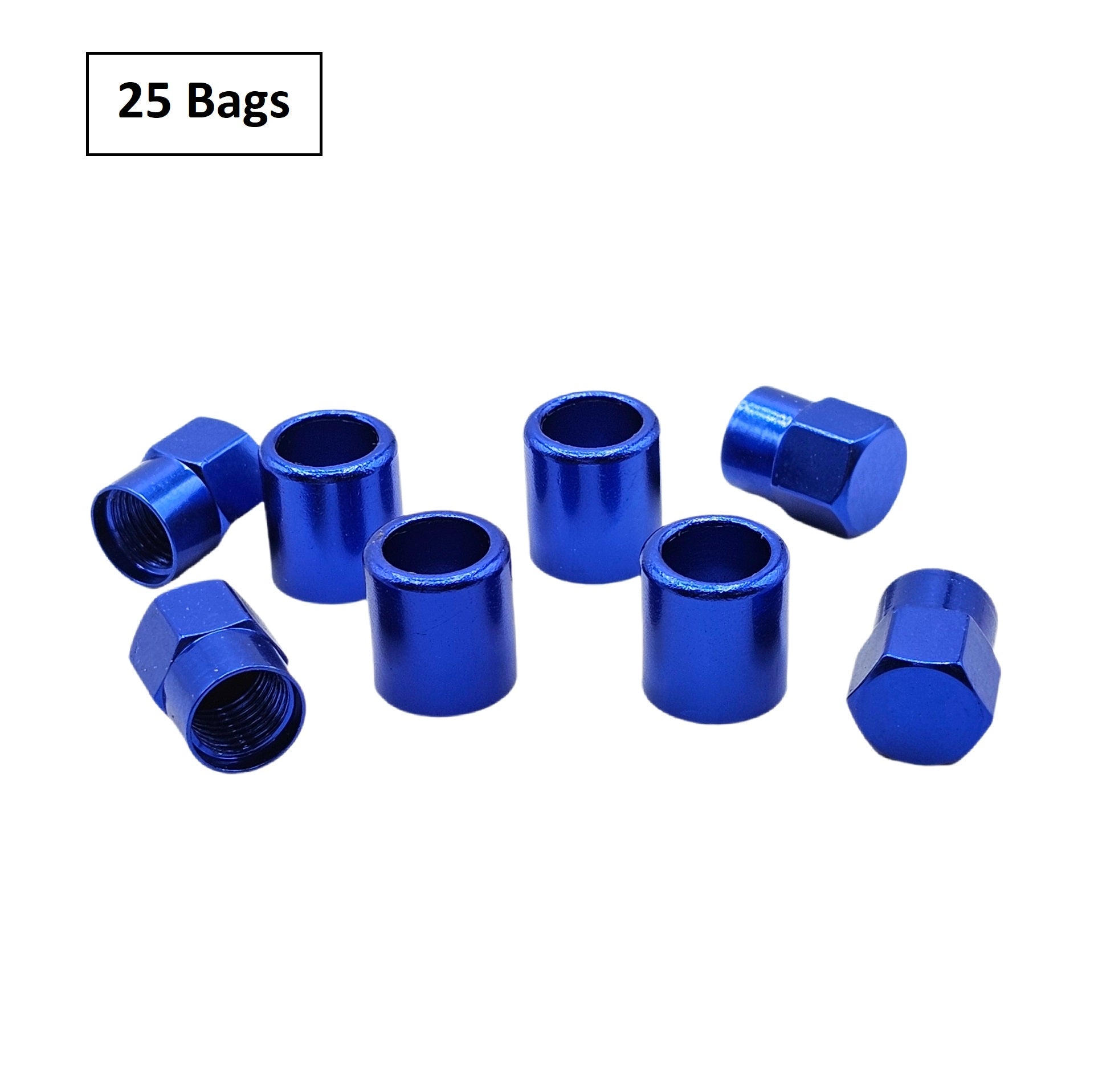 Blue Aluminum Valve Sleeve & Cap Set - TR413 Snap-In 0.305"-32