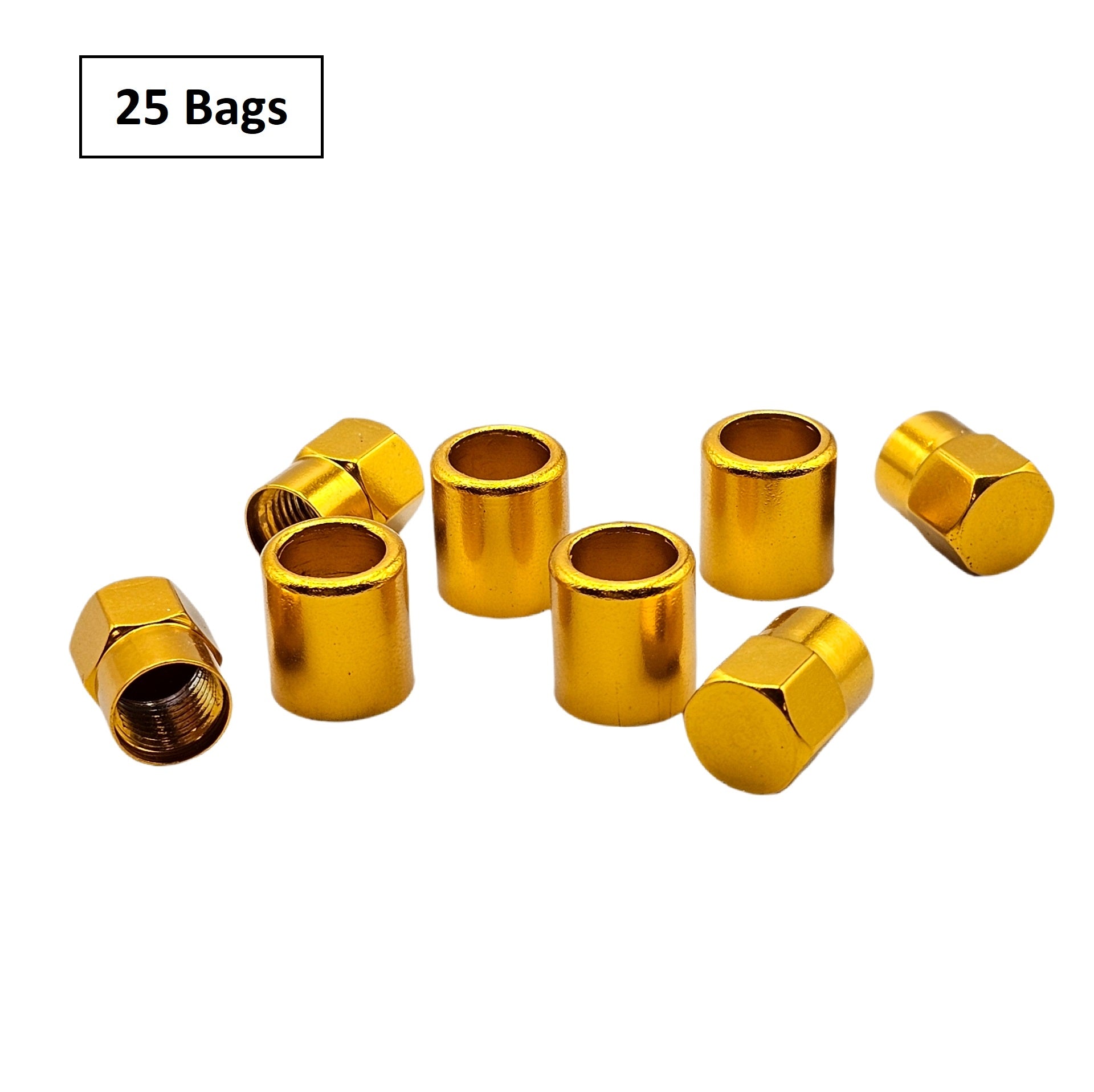 Yellow Aluminum Valve Sleeve & Cap Set - TR413 Snap-In 0.305"-32