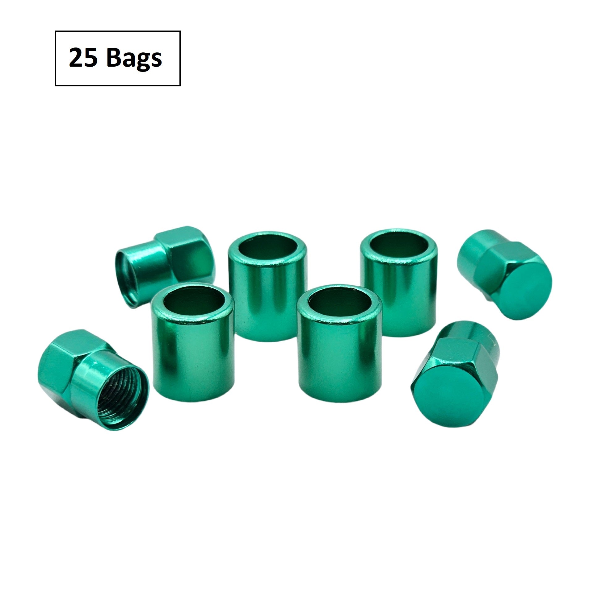 Green Aluminum Valve Sleeve & Cap Set - TR413 Snap-In 0.305"-32