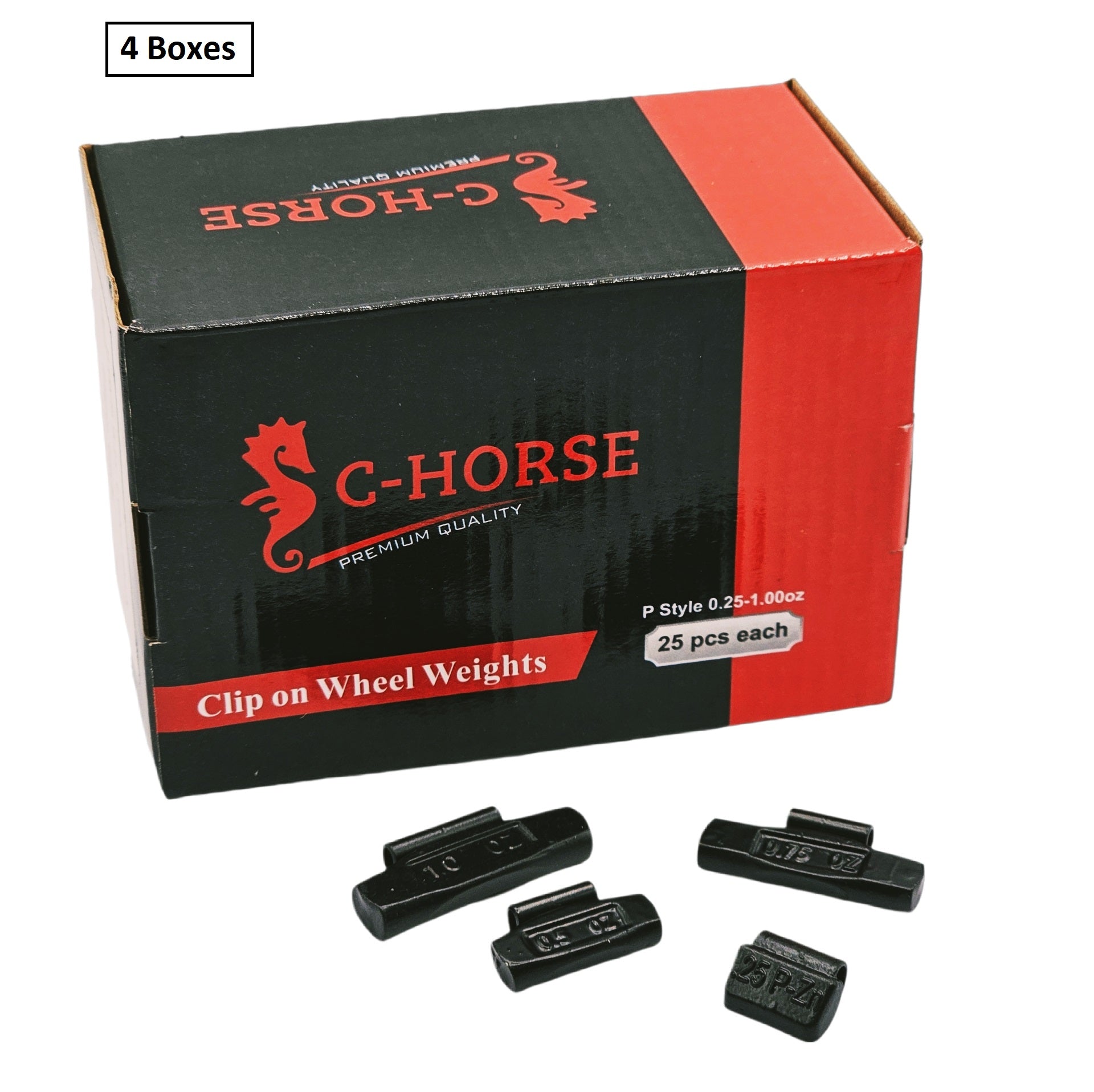 100pc P Clip-On Wheel Weight Assortment - 0.25-1.00oz Black