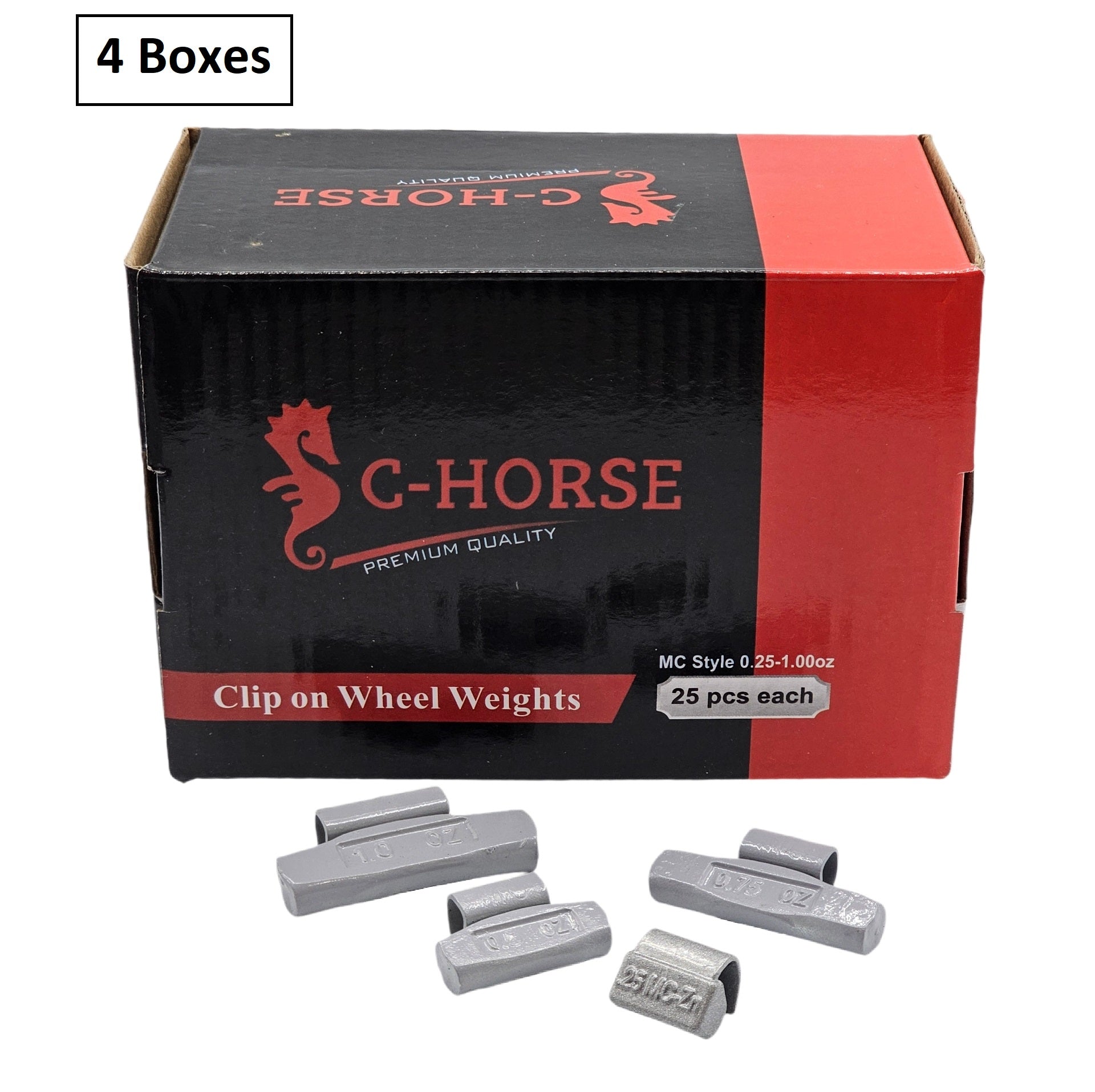 100pc MC Clip-On Wheel Weight Assortment - 0.25-1.00oz Gray Coated