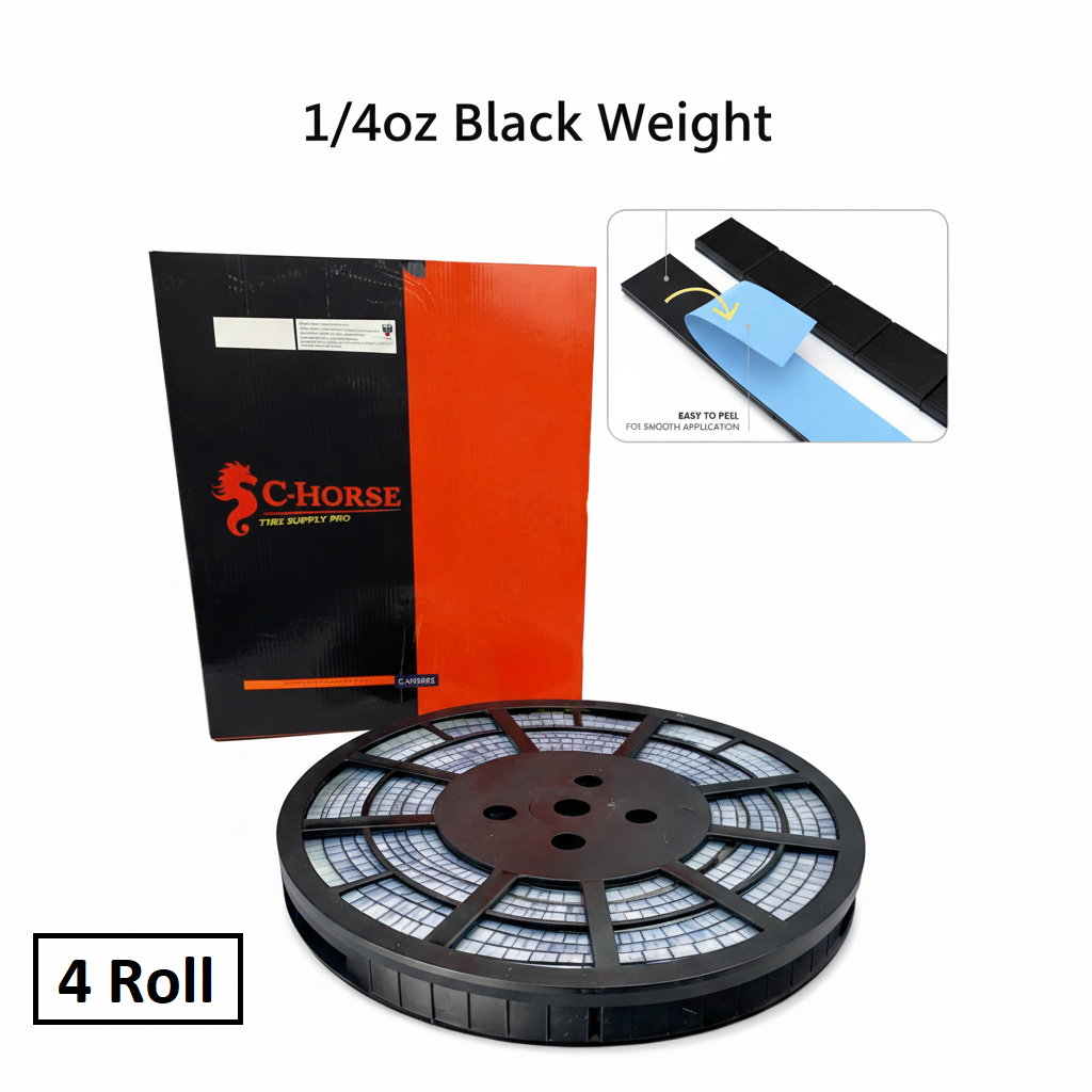 Stick-On Black Wheel Weight Roll - 0.25oz Segments 720pc Blue Tape