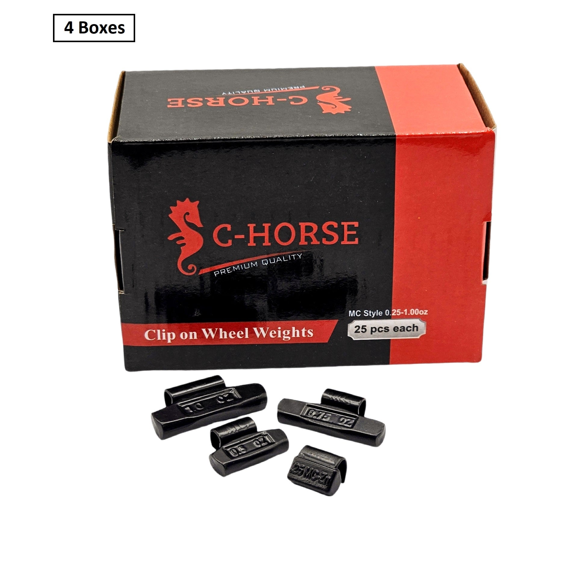 100-Piece Clip-On Wheel Weight Kit MC Style - Black Coated Assortment 0.25-1.00 oz