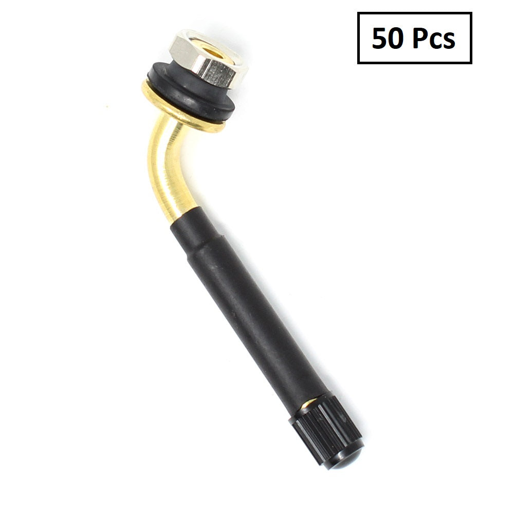 TR417 Snap-In Rubber Valve Stem - 25° Angled Neck for Easier Inflation Access (100-Pack)