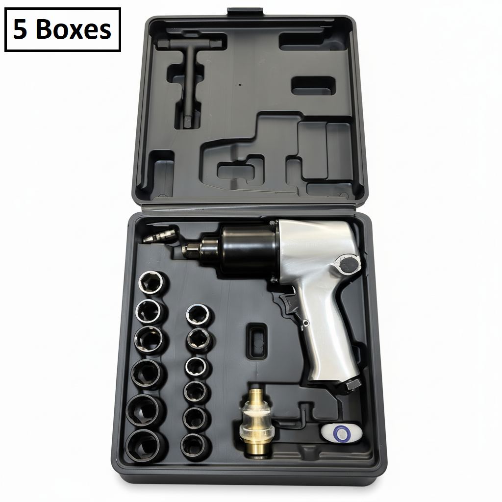 1/2" Pneumatic Impact Wrench Kit - 650 ft-lbs 5-Speed Air Tool