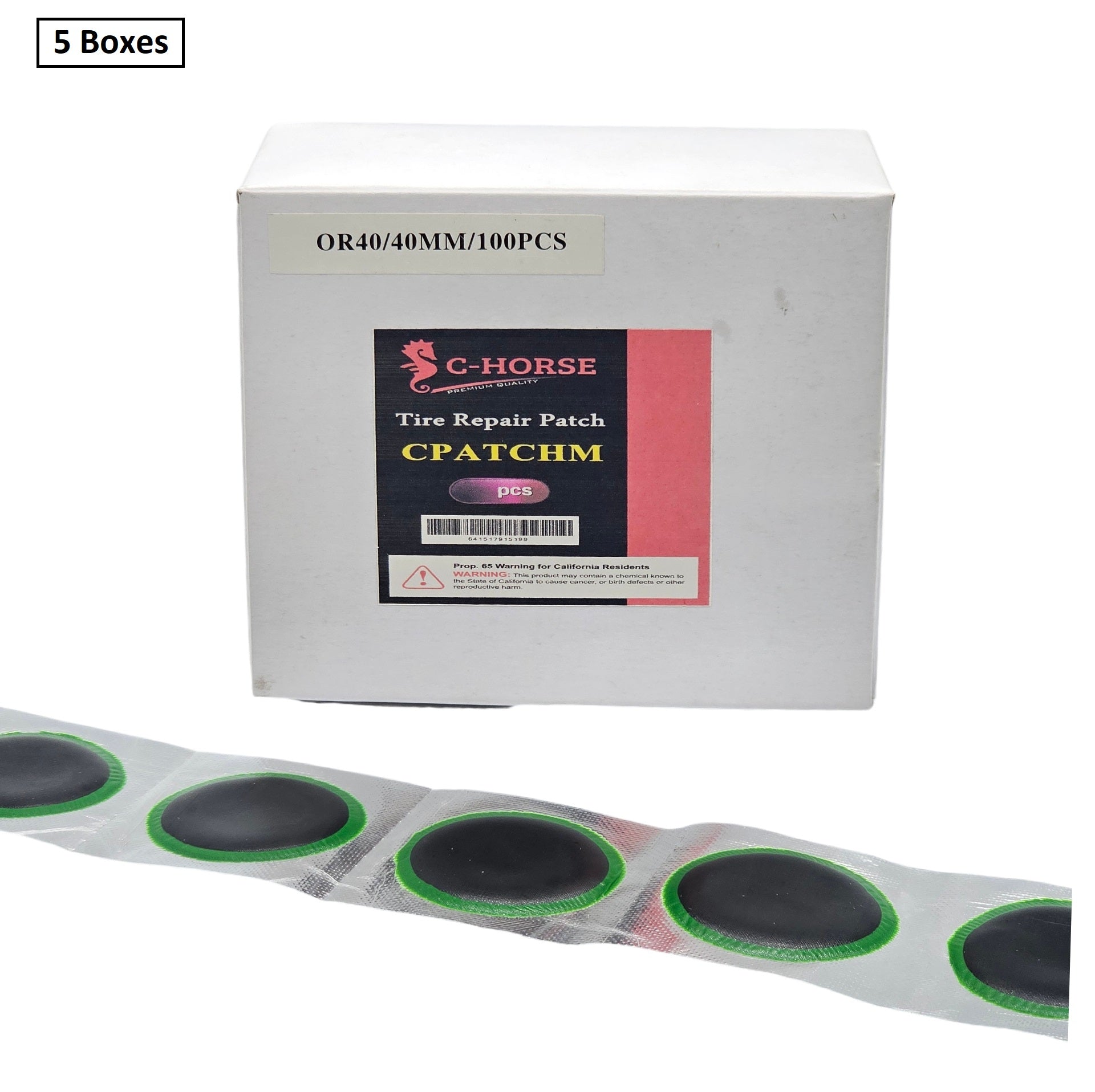 40mm Round Radial Tire Patch - C-HORSE Small Repair Patch (100-Pack)
