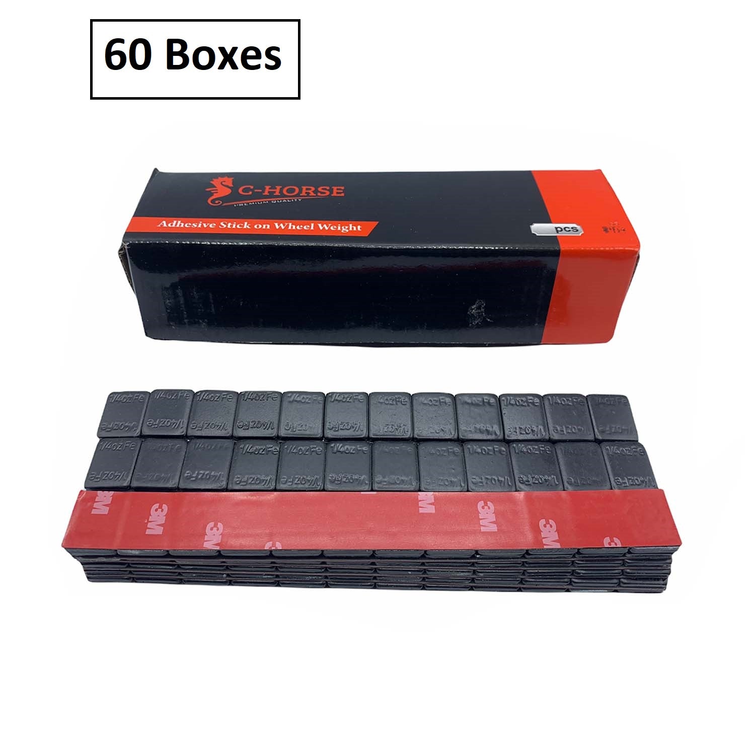 Stick-On Wheel Weights Black Coated - 0.25 oz Increments with 3M Adhesive Tape