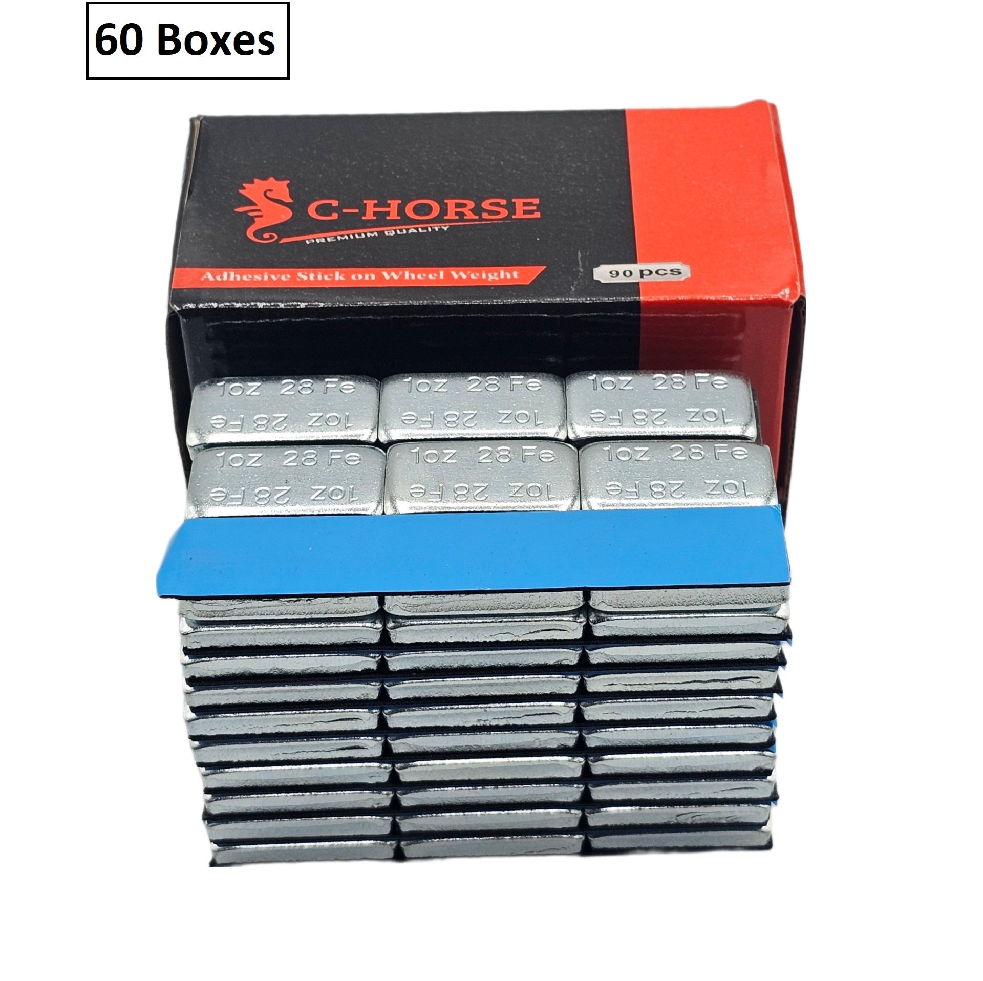 Stick-On Wheel Weights Zinc Coated - 1 oz Increments with Blue Adhesive Tape