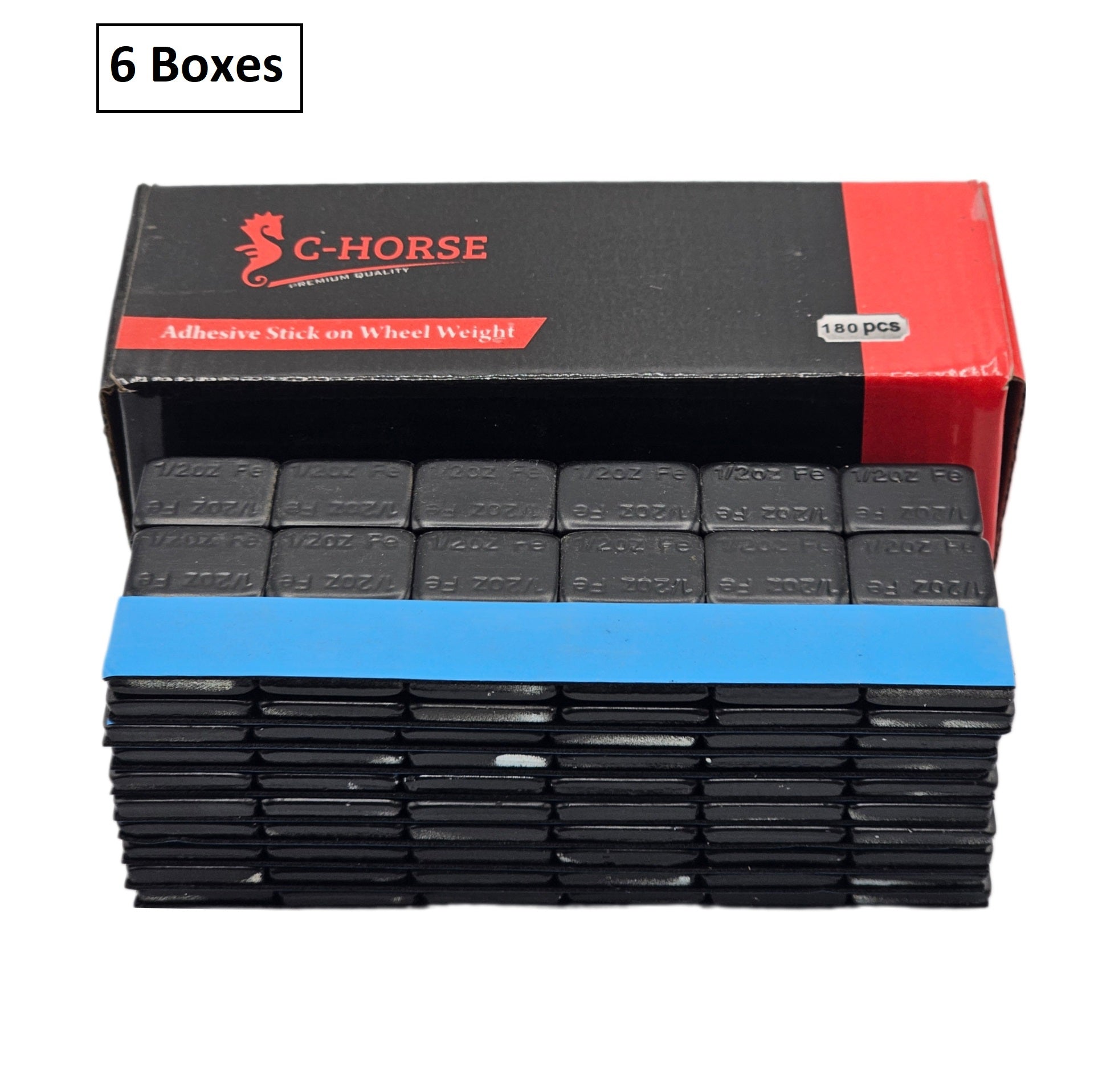 Stick-On Wheel Weights Black Coated - 0.50 oz Increments with Blue Adhesive Tape