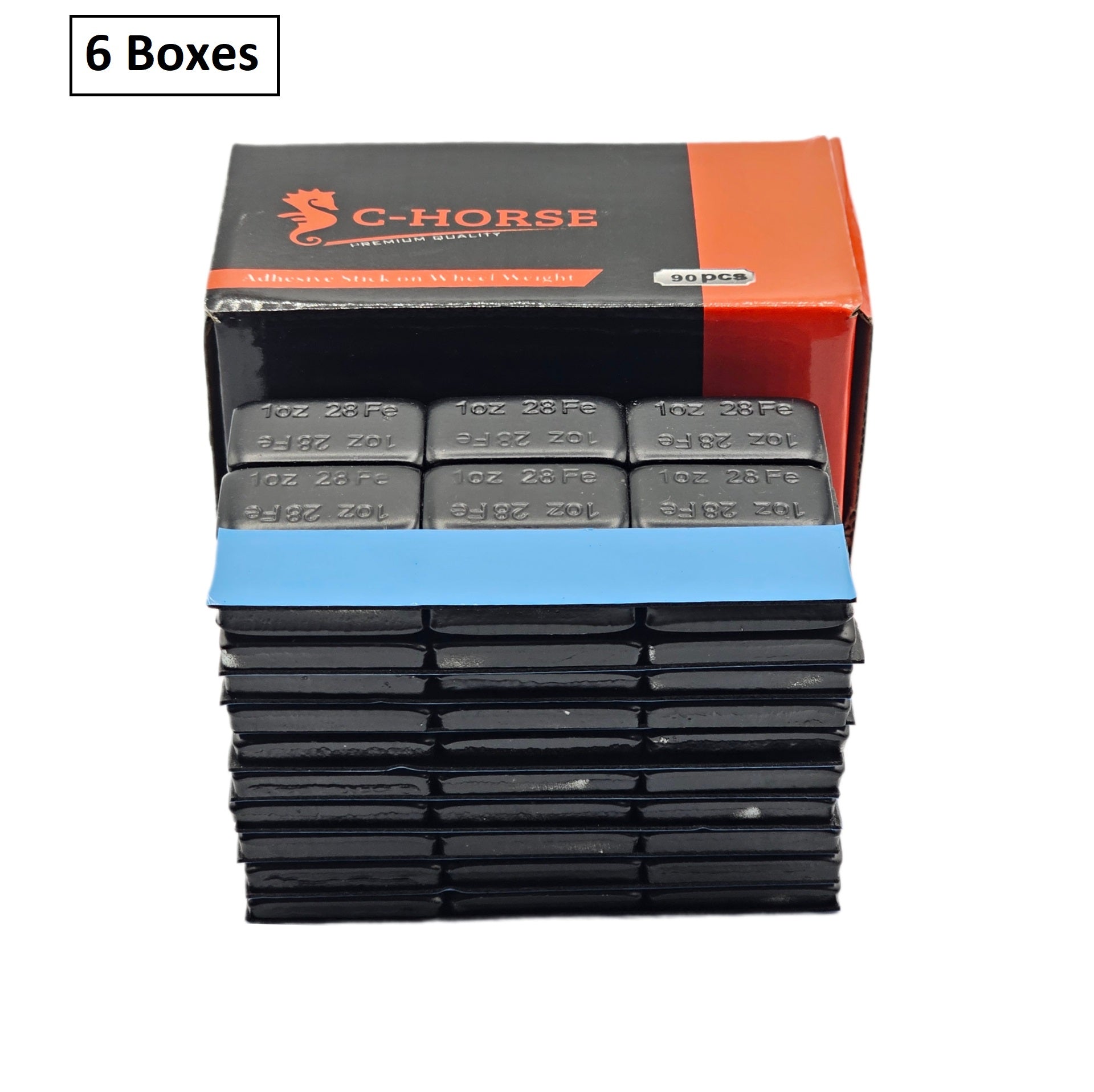 Stick-On Wheel Weights Black Coated - 1 oz Increments with Blue Adhesive Tape