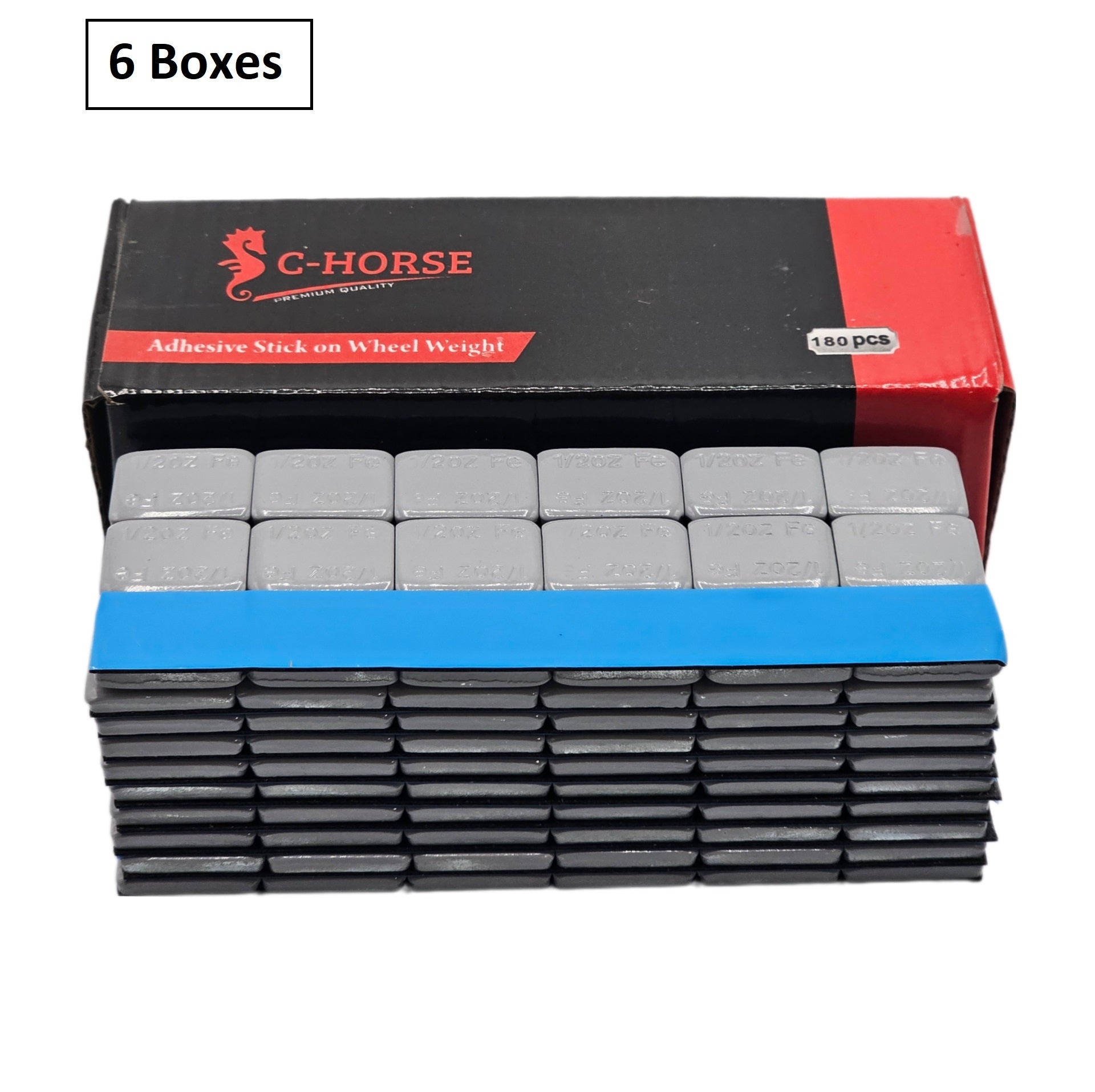 Stick-On Wheel Weights Gray Coated - 0.50 oz Increments with Blue Adhesive Tape