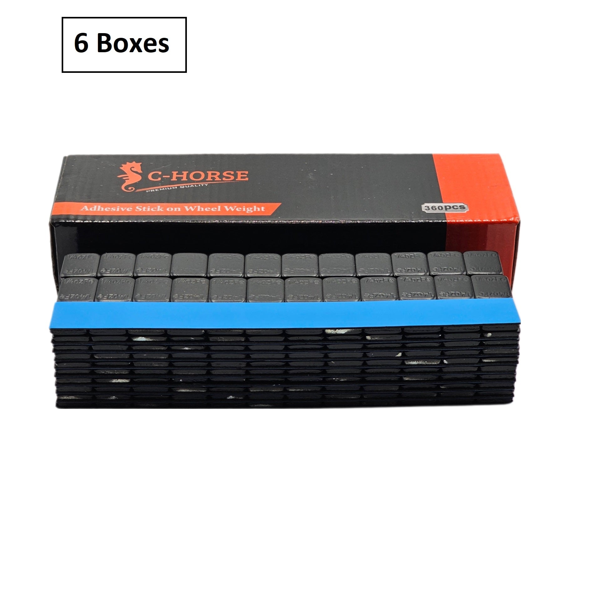 Stick-On Wheel Weights Black Coated - 0.25 oz Increments with Blue Adhesive Tape