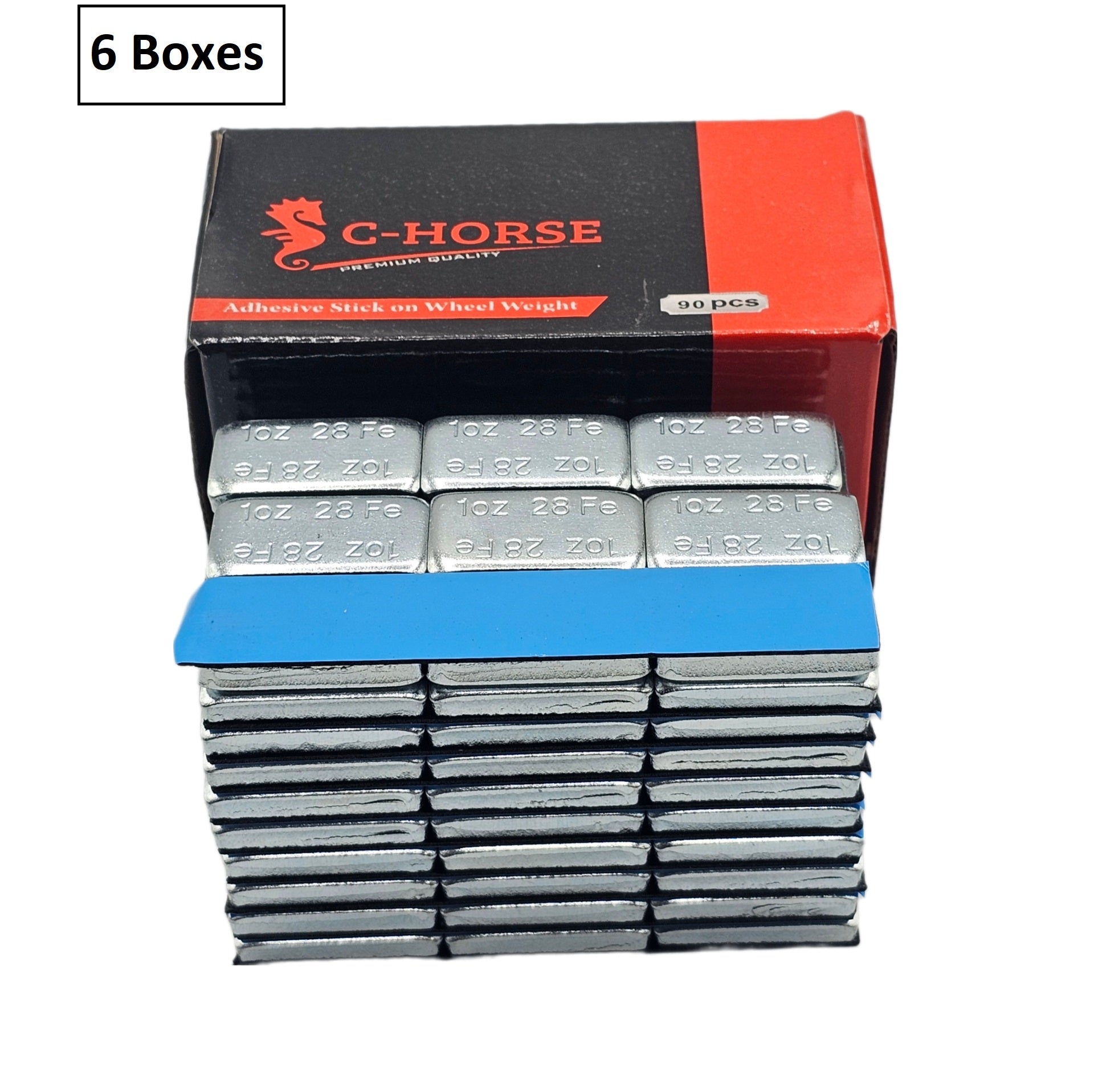 Stick-On Wheel Weights Zinc Coated - 1 oz Increments with Blue Adhesive Tape